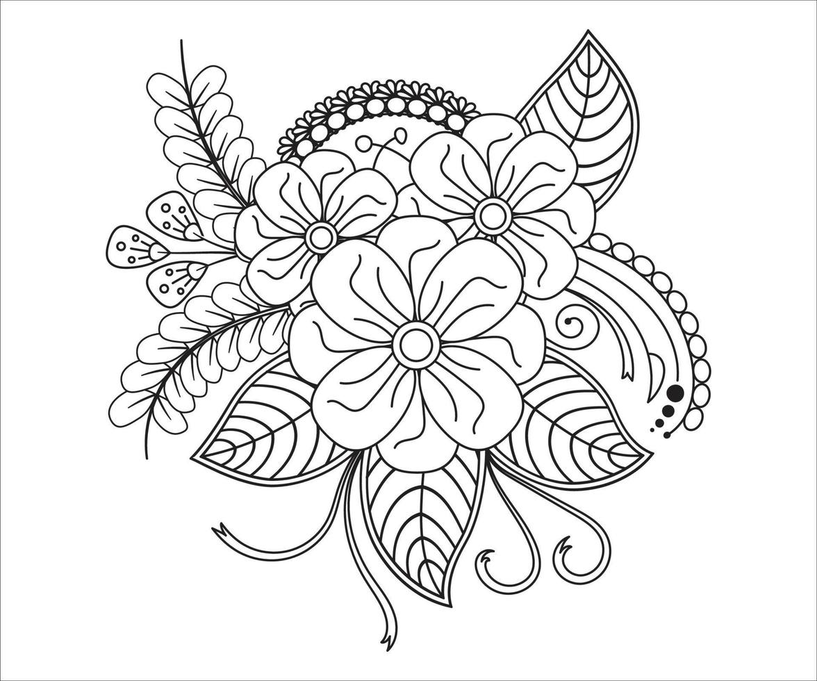 Mehndi Floral Coloring Page for Adult vector