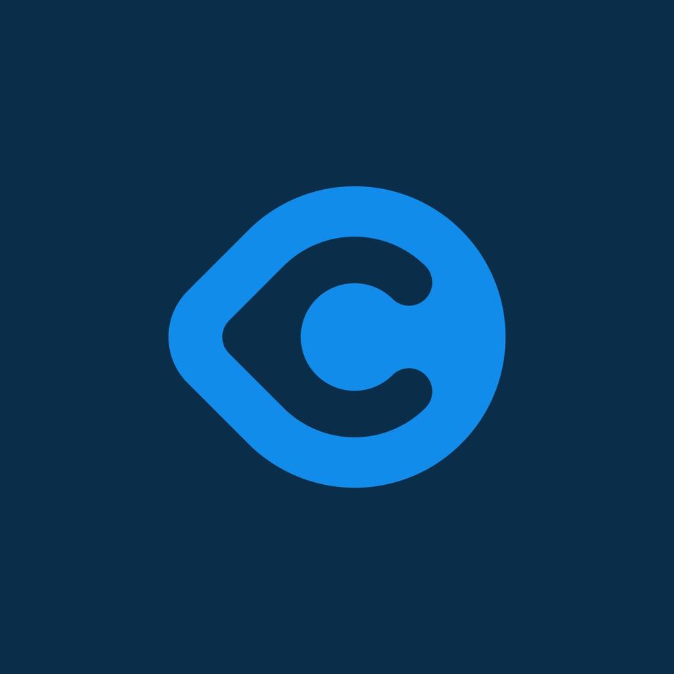 C Letter Water Droplet Blue Logo Symbol Simple Minimalist Clean Clever vector