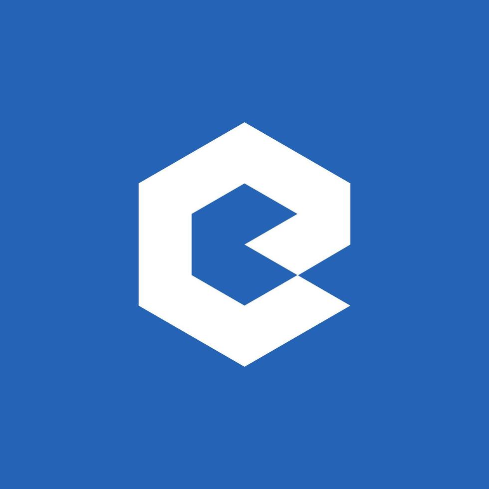 Hexagon E Modern Simple Minimal Logo Symbol Icon Company Corporate Construction Developer Building Real Estate vector