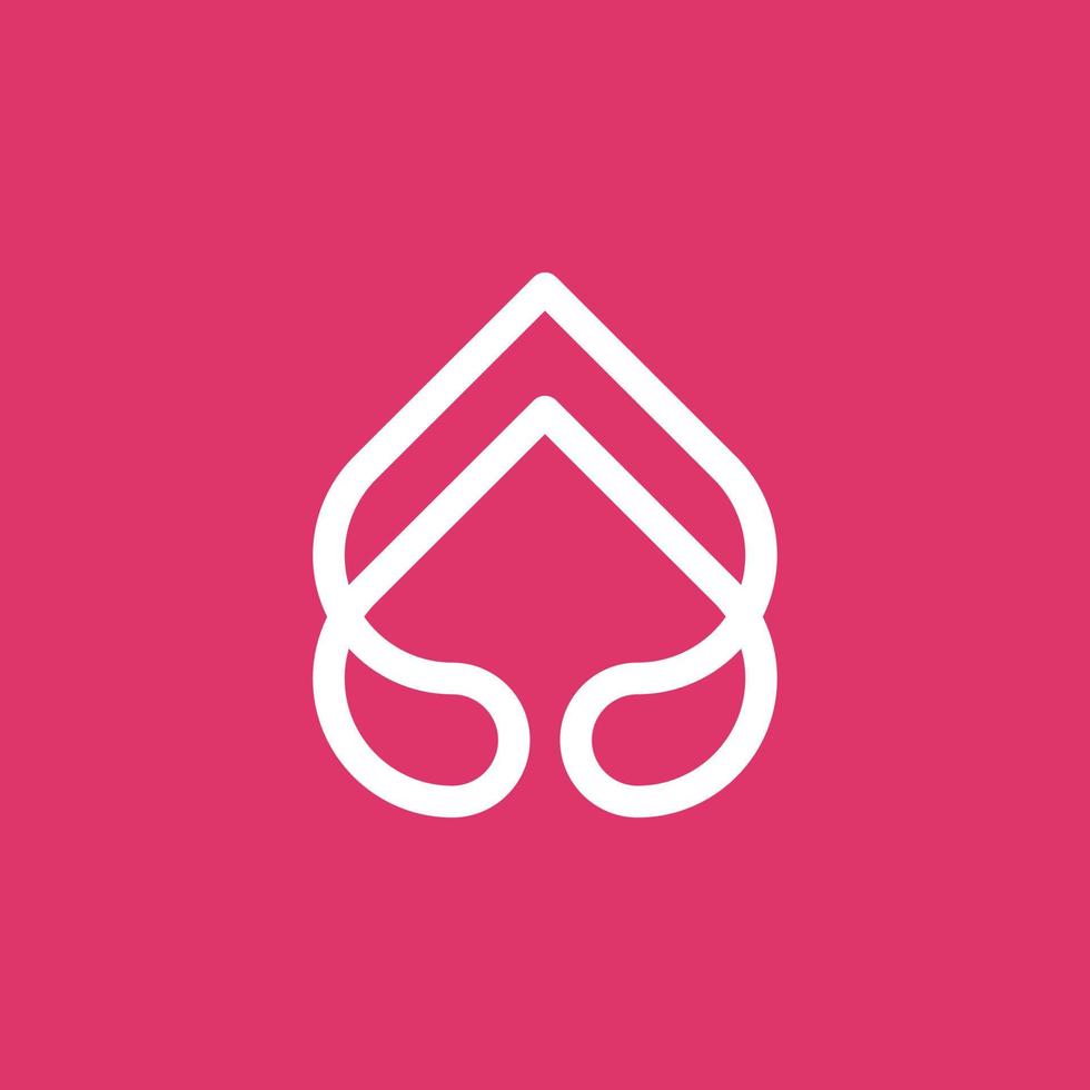 Heart Logo Symbol Brand Icon Design Line Art Outline Stroke Simple Minimal Spade Card Love Partner Like Relationship Valentine Adorable Cute vector