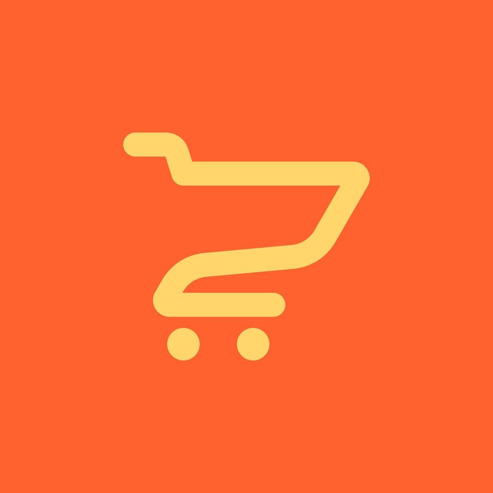 Simple Minimal Cart Trolley Logo Symbol Brand Icon Design Line Art Stroke Outline Shopping Market Commerce Mall vector