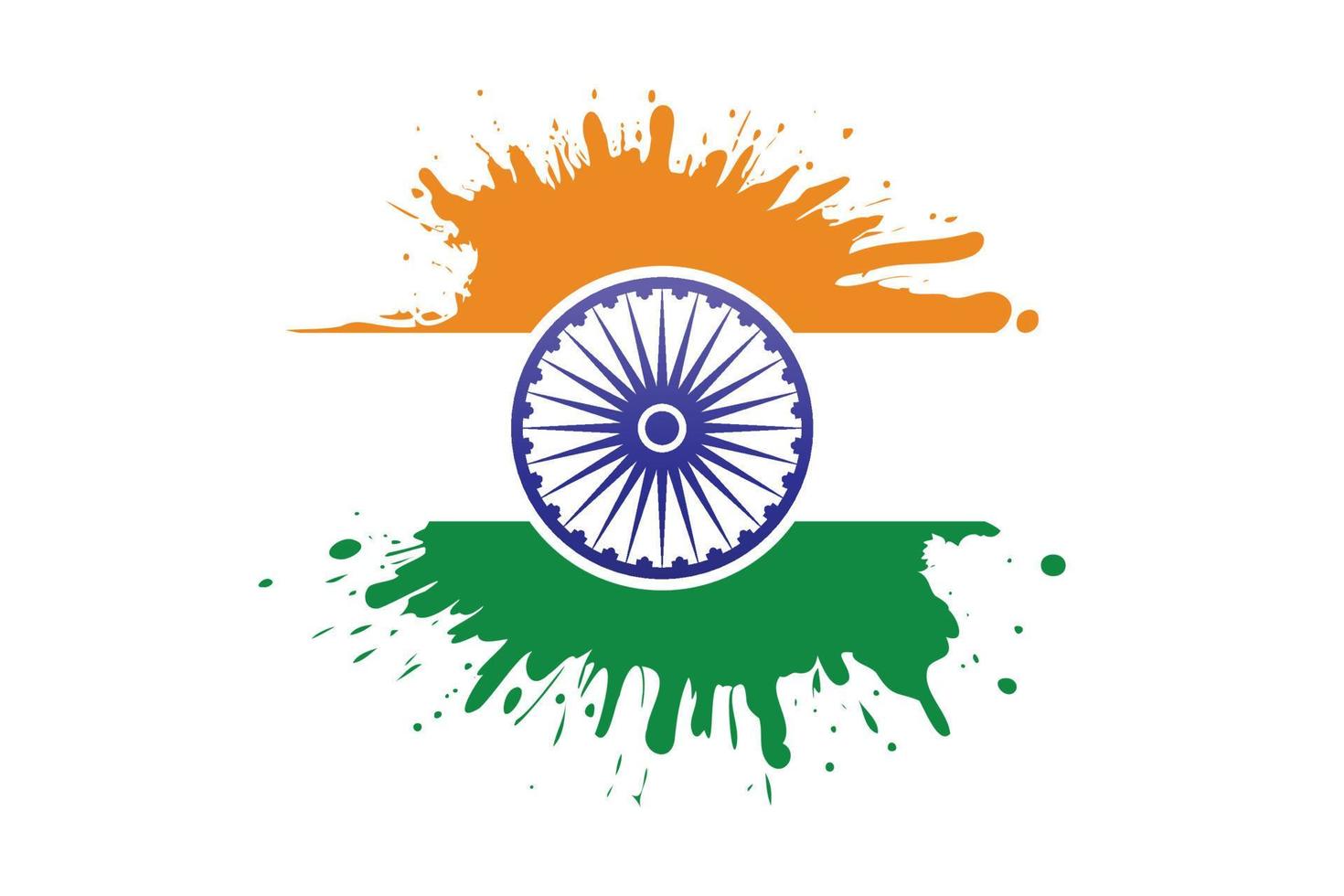 tricolor indian flag with ashoka chakra watercolor splash style vector