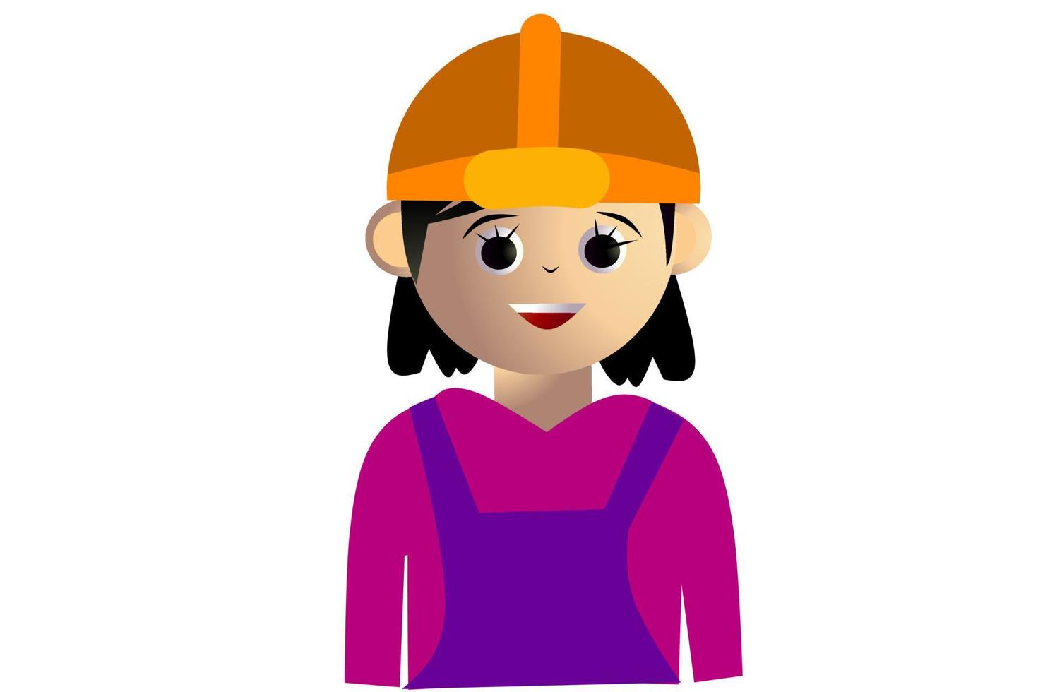 Female Builder Avatar on white background elements. Vector illustration.