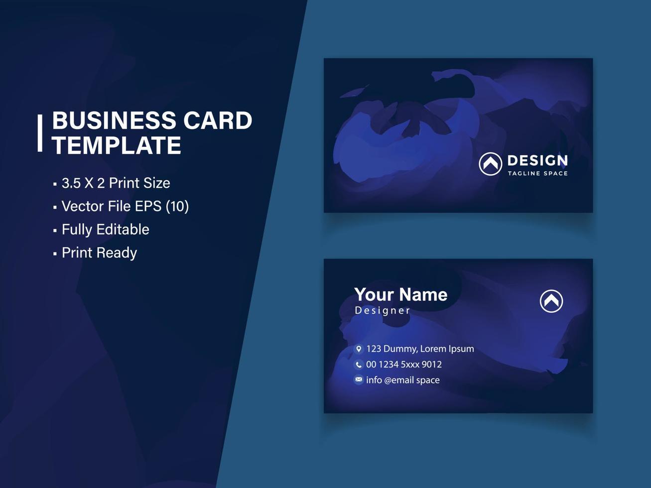 Dark blue light business card template vector