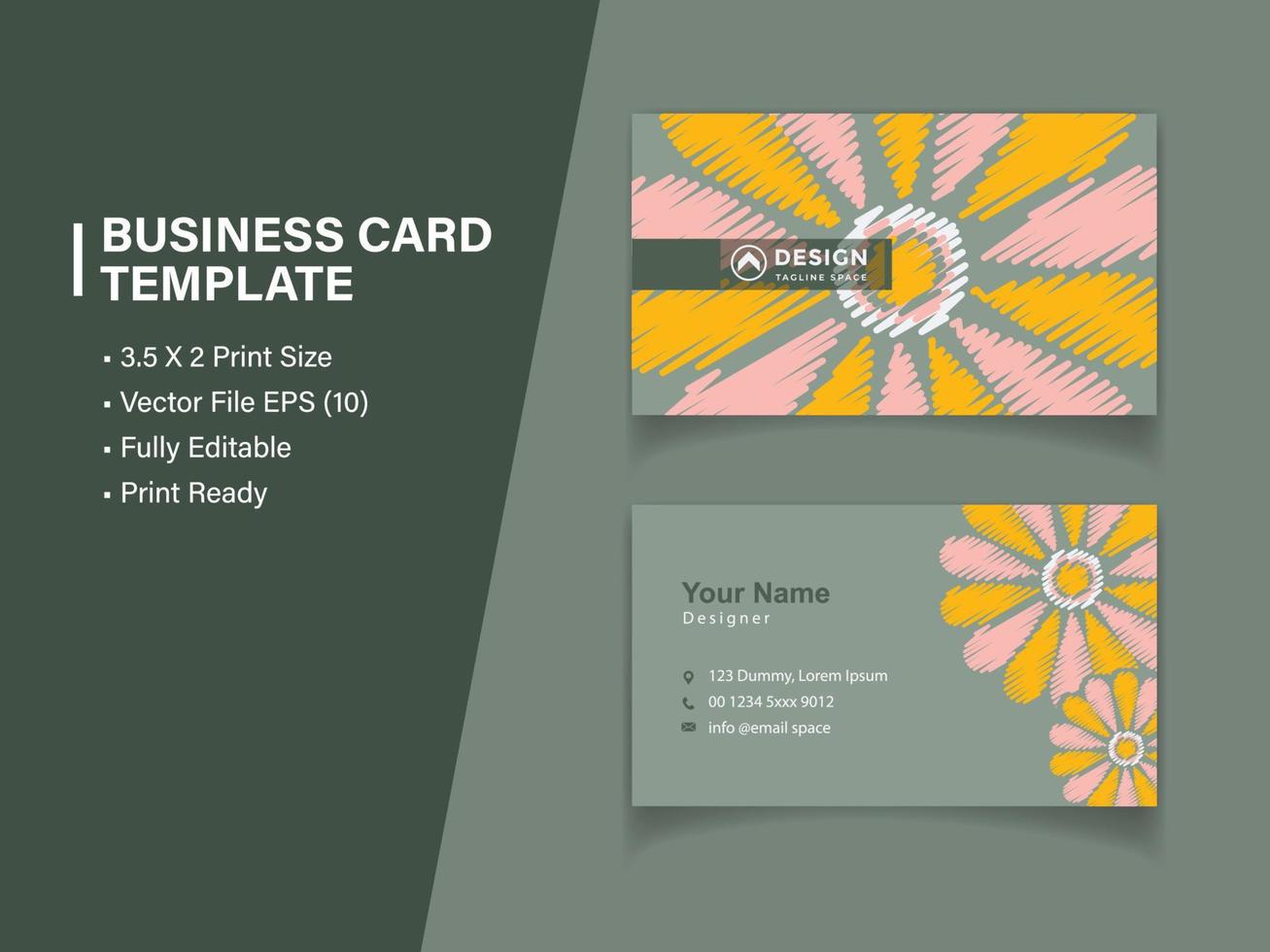 Floral business card template vector