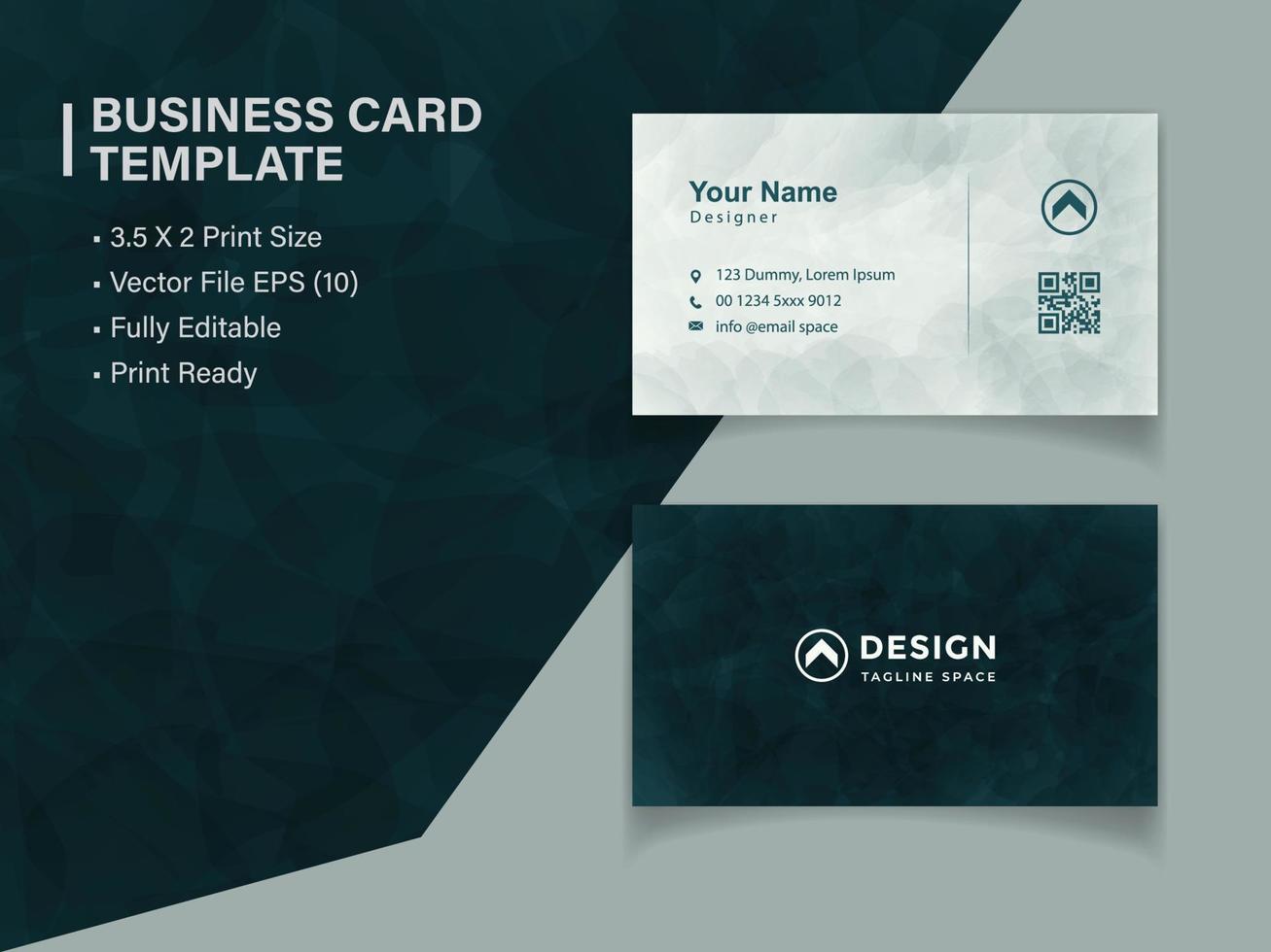 Deep green watercolor visiting card design vector