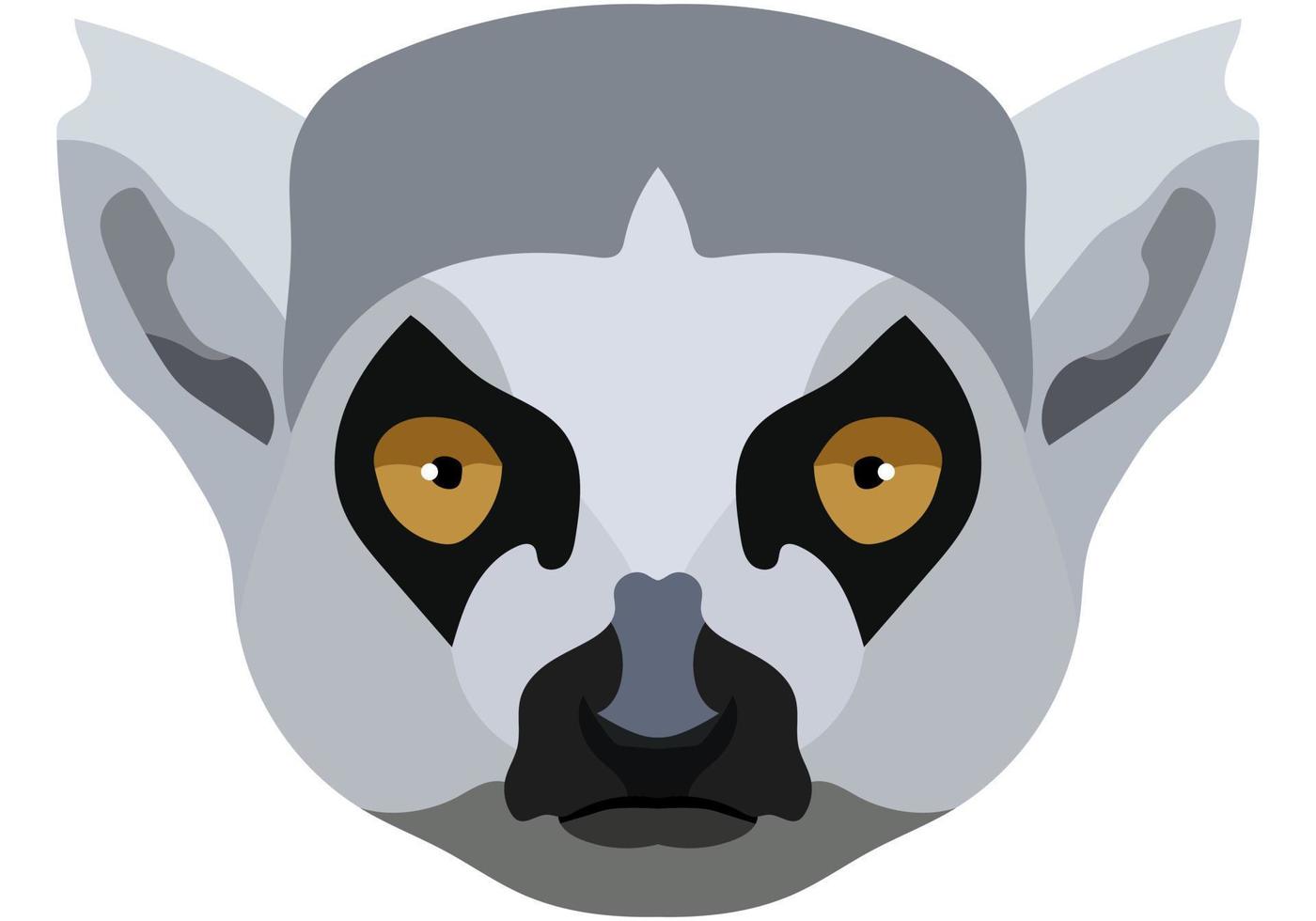 lemur face. The muzzle of a mammal from Madagascar is depicted. Bright portrait on a white background. predictive graphics. animal logo. vector