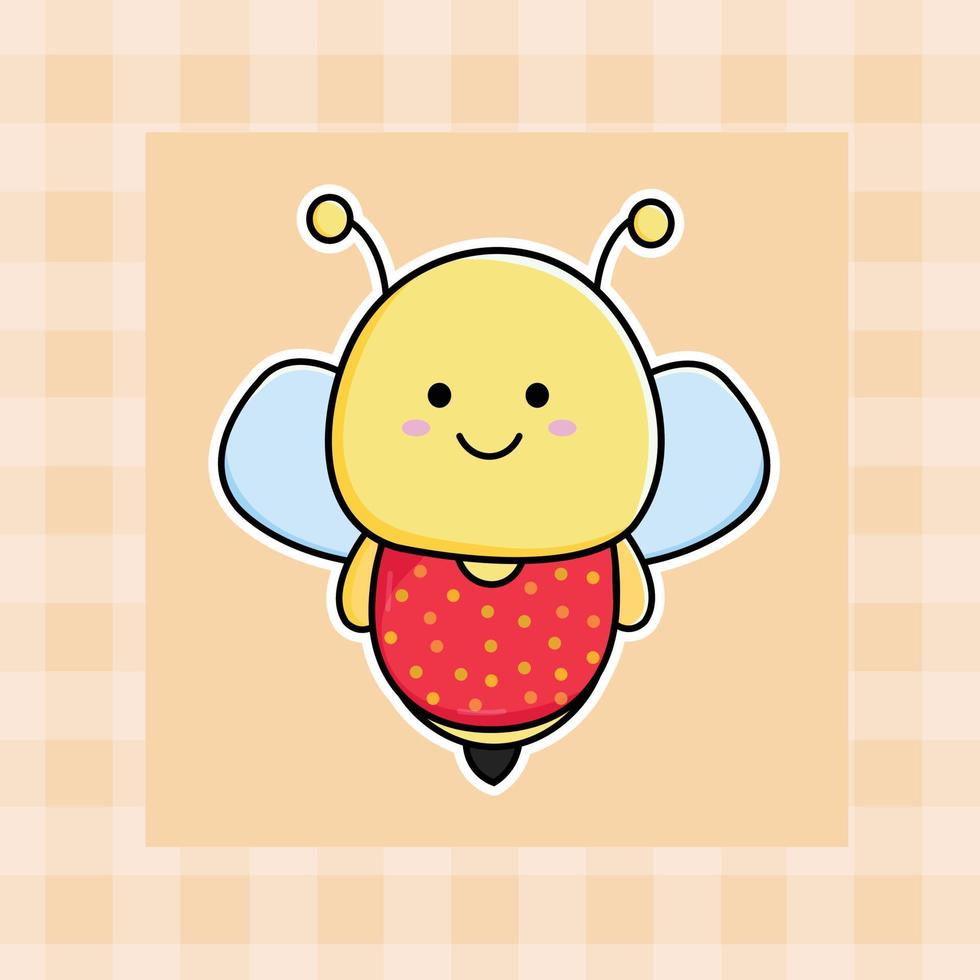 linda dibujos animados nft abeja mano dibujado kawaii garabatear ilustración diseño vector