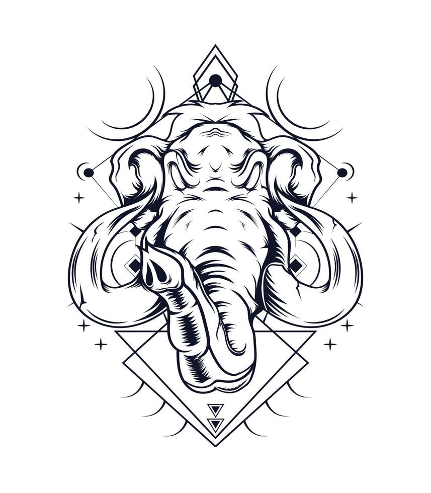 The mammoth vector inking illustration
