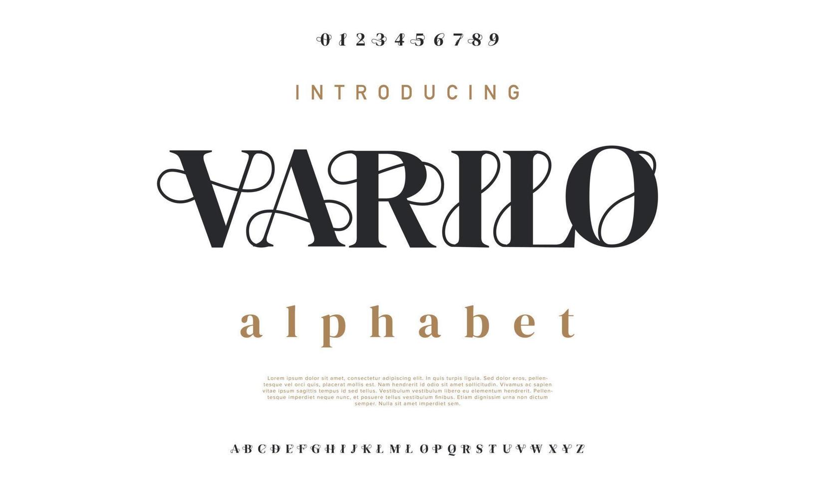 Varilo abstract digital alphabet font. Minimal technology typography, Creative urban sport fashion futuristic font and with numbers. vector illustration