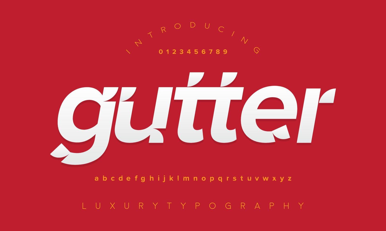 Gutter modern abstract digital alphabet font. Minimal technology typography, Creative urban sport fashion futuristic font and with numbers. vector illustration