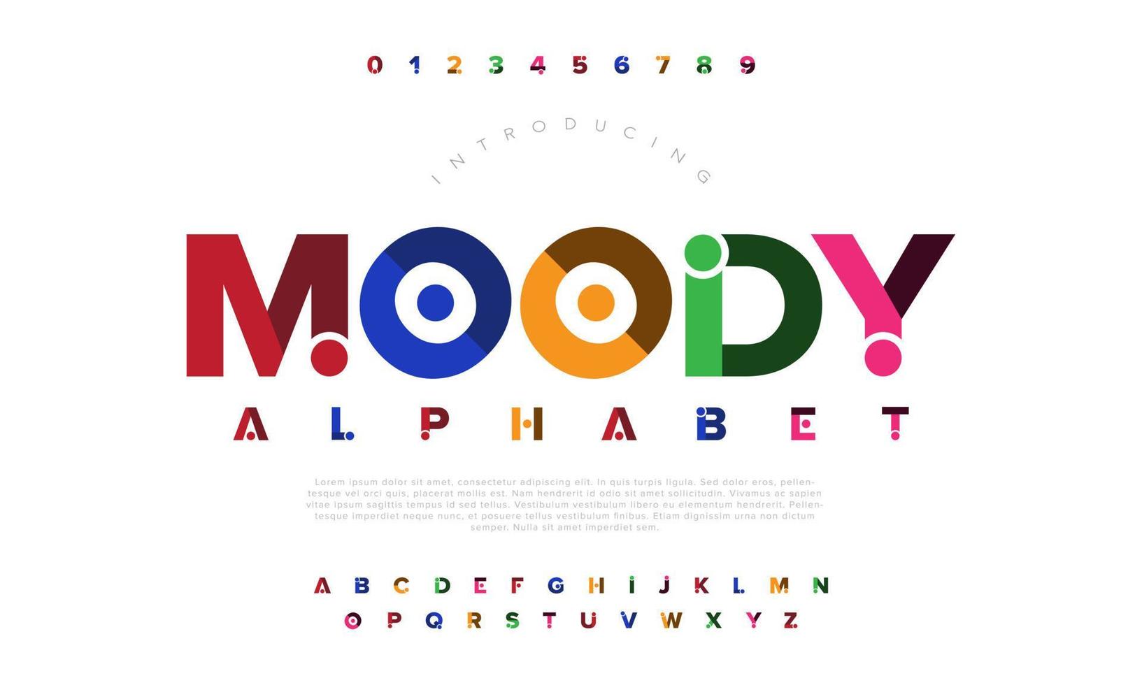 Moody modern abstract digital alphabet font. Minimal technology typography, Creative urban sport fashion futuristic font and with numbers. vector illustration