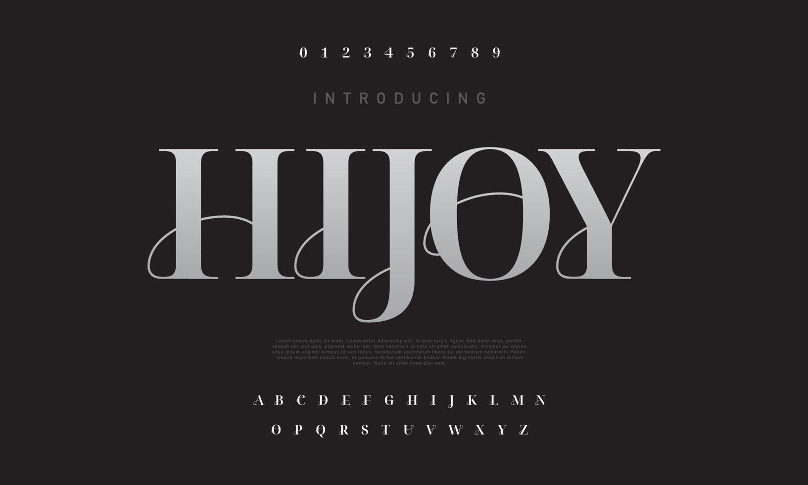 Hijoy fashion font alphabet. Minimal modern urban fonts for logo, brand etc. Typography typeface uppercase lowercase and number. vector illustration