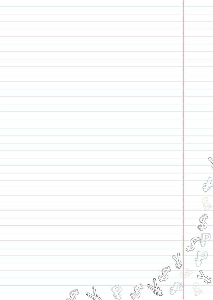 sheet from a notebook with financial doodles vector
