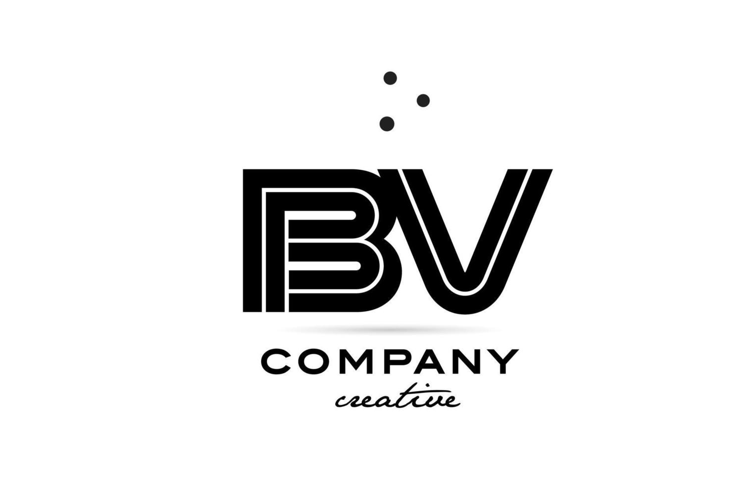BV black and white combination alphabet bold letter logo with dots. Joined creative template design for company and business vector