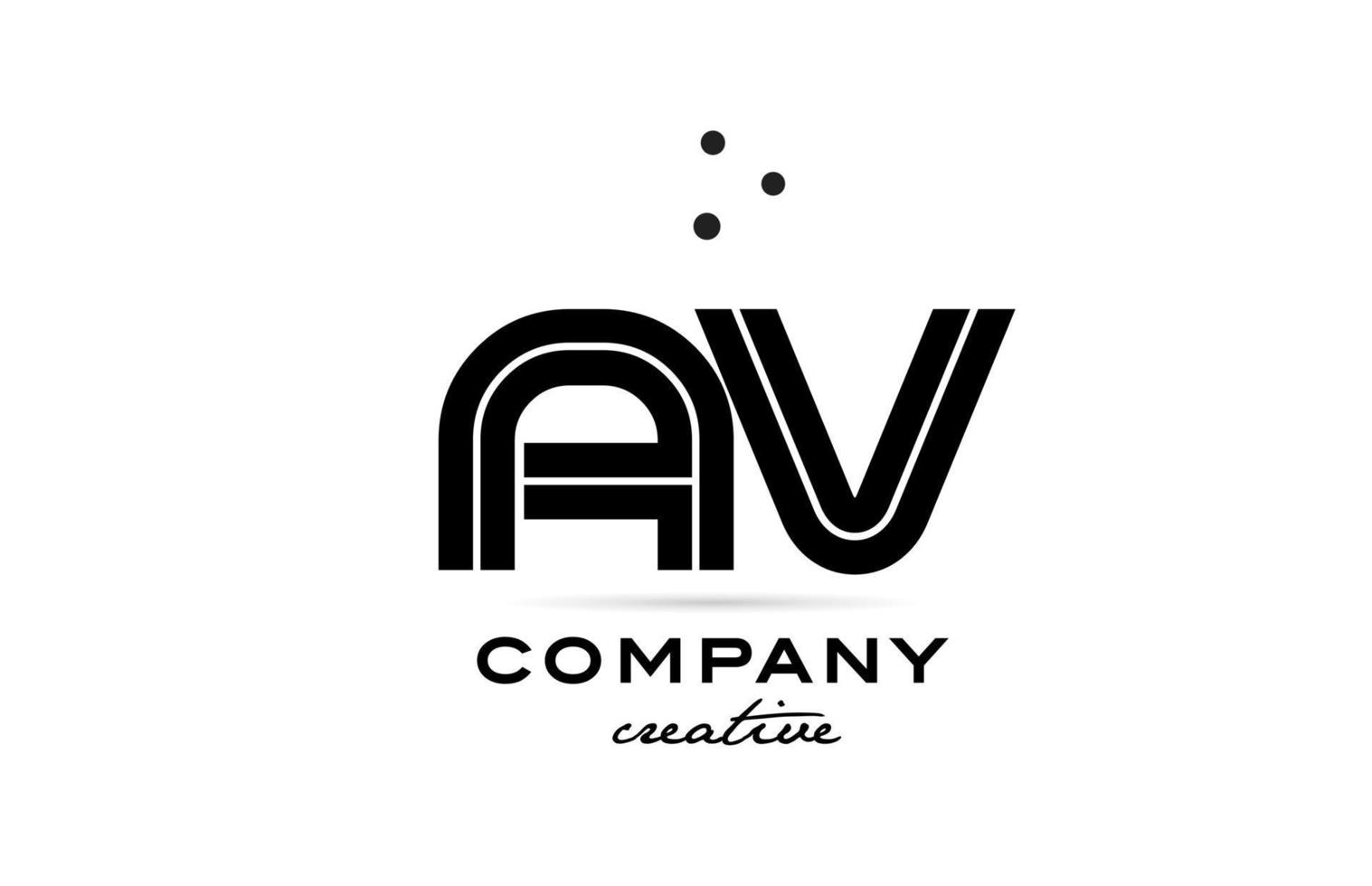 AV black and white combination alphabet bold letter logo with dots. Joined creative template design for company and business vector