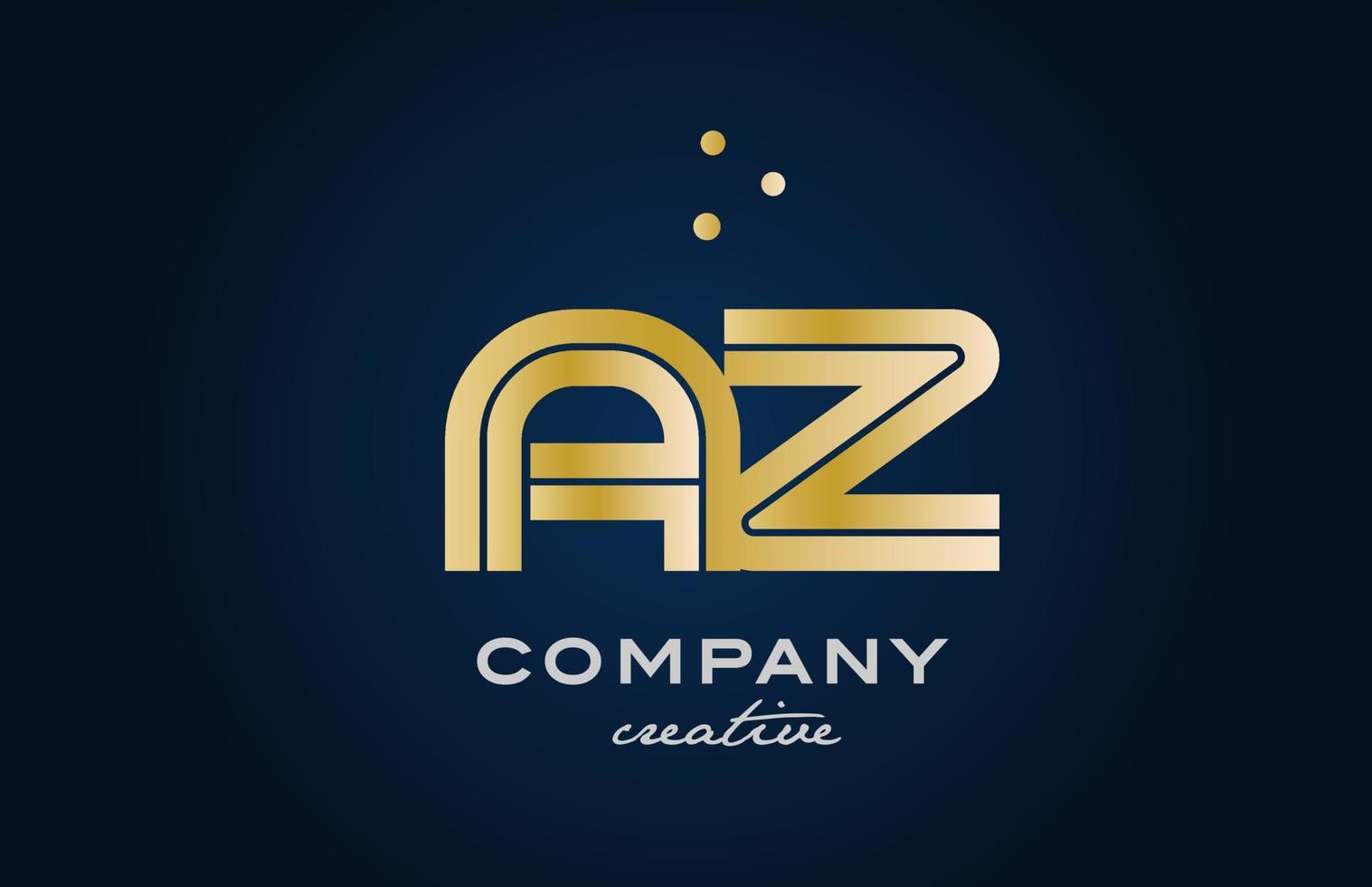 gold golden AZ combination alphabet bold letter logo with dots. Joined creative template design for company and business vector