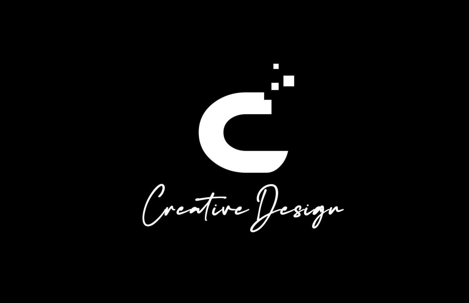 C alphabet letter logo icon design with dots and black and white color. Creative template for business and company vector