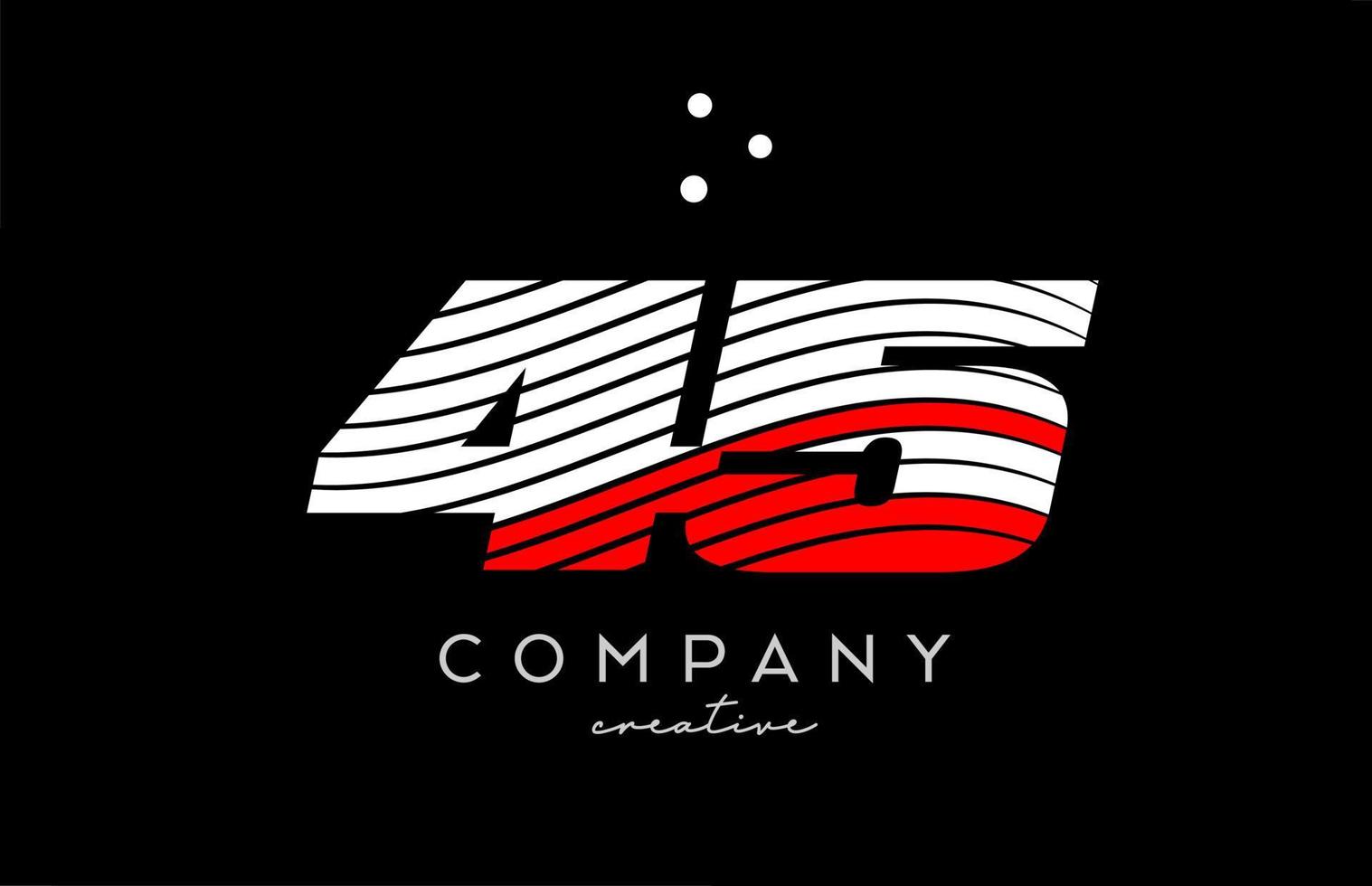 45 número logo con rojo blanco líneas y puntos corporativo creativo modelo diseño para negocio y empresa vector