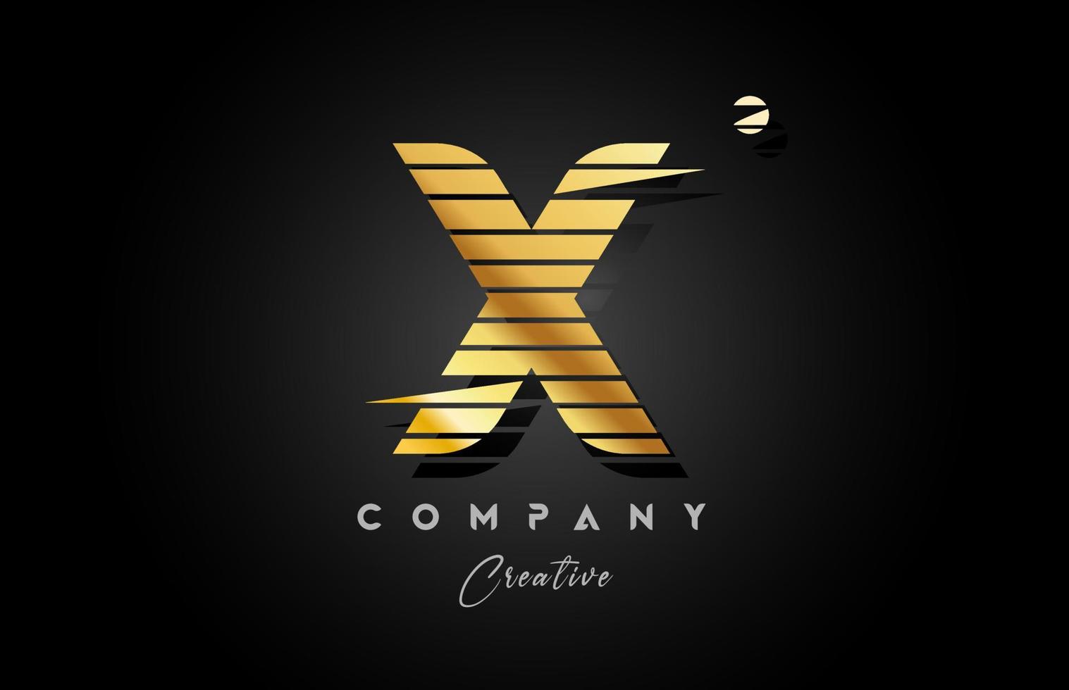 gold golden X alphabet letter logo icon design with line stripe and circle. Creative template for business and company vector