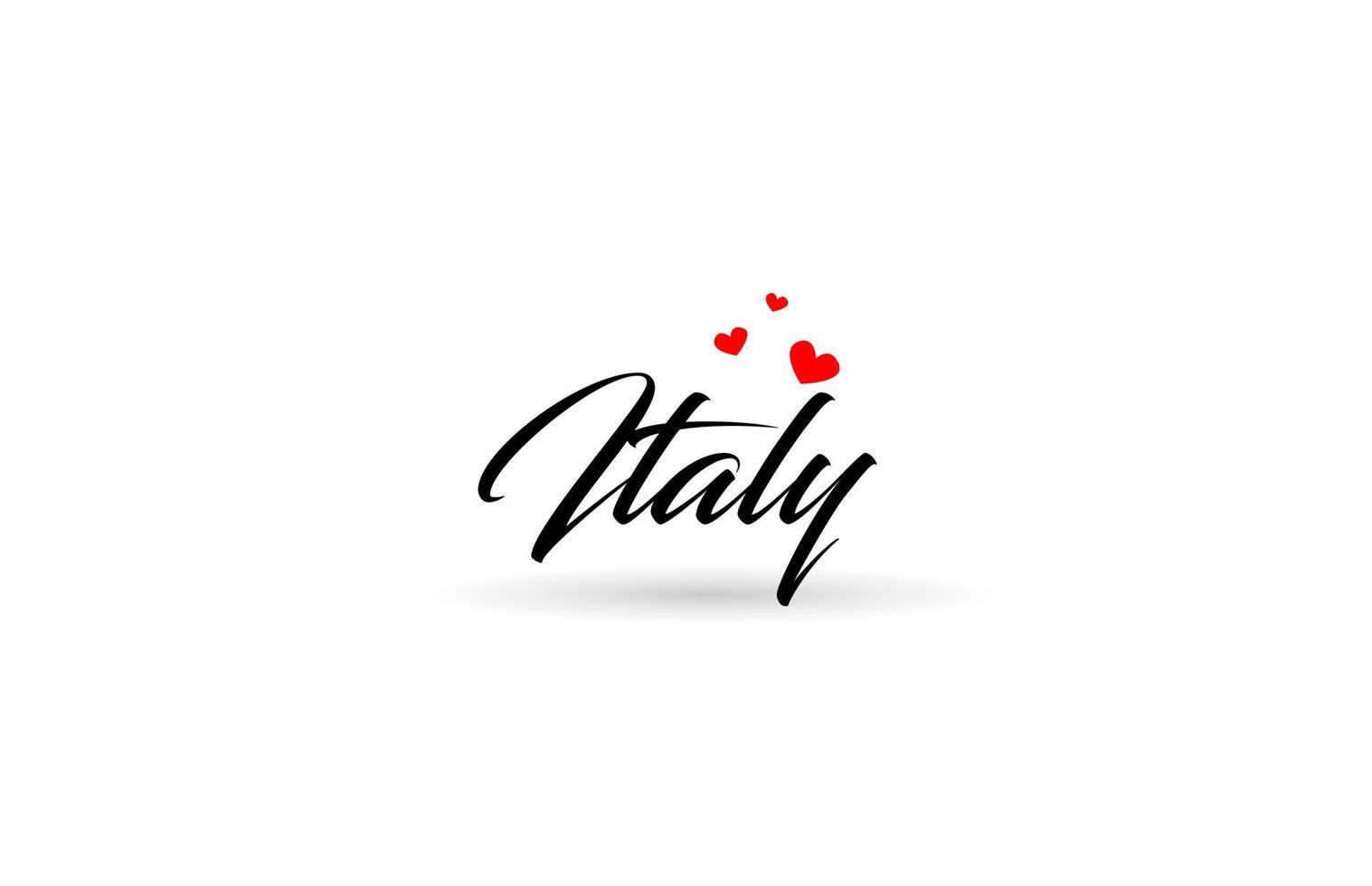 Italia nombre país palabra con Tres rojo amor corazón. creativo tipografía logo icono diseño vector