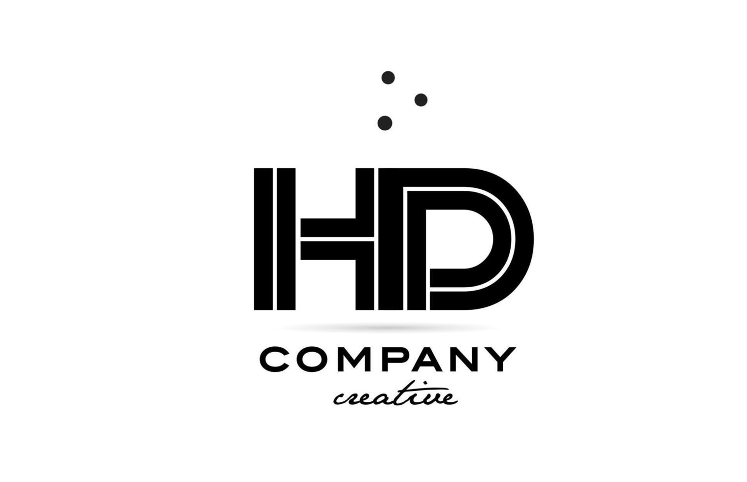 HD black and white combination alphabet bold letter logo with dots. Joined creative template design for company and business vector