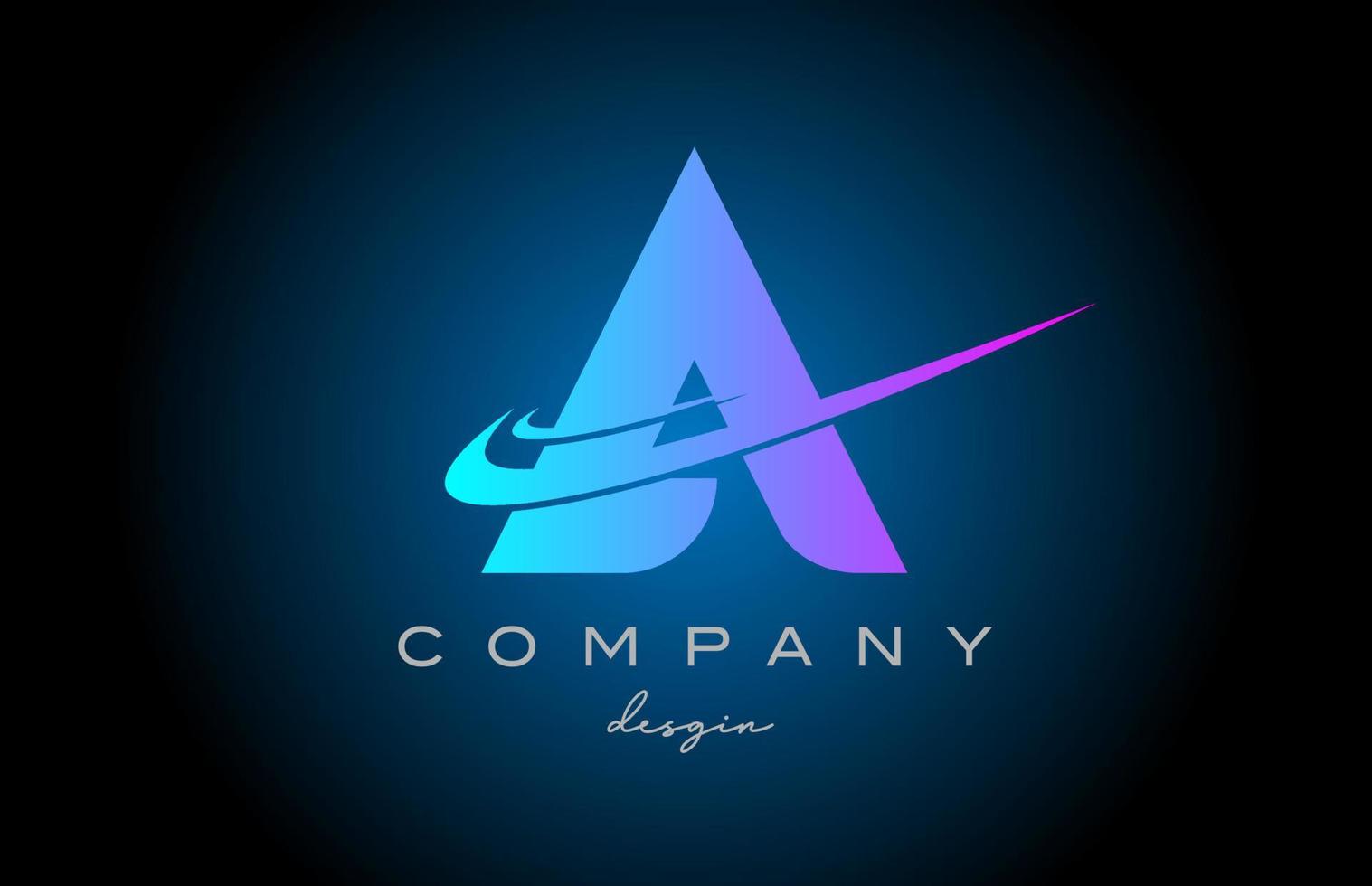 A pink blue alphabet letter logo with double swoosh. Corporate creative template design for company and business vector