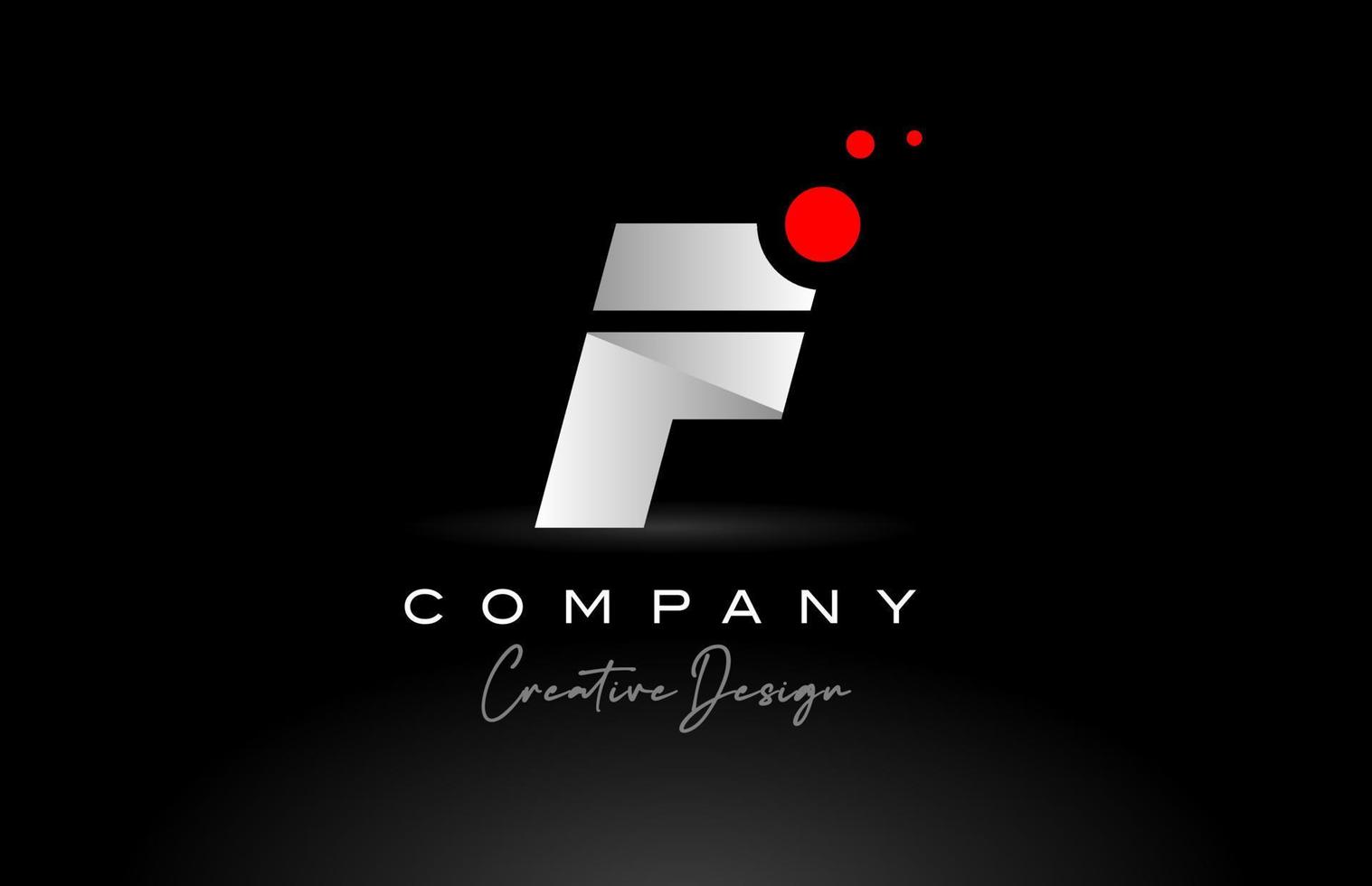 F alphabet letter logo with red dot and black and white color. Corporate creative template design for company and business vector