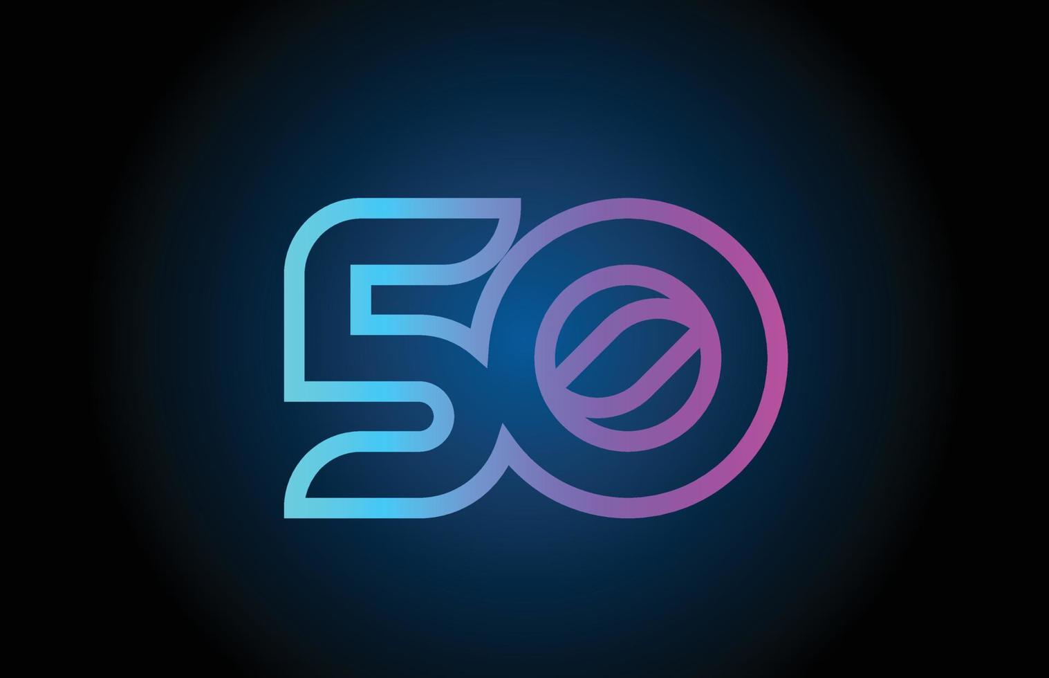 pink line 50 number logo icon design. Creative template for business
