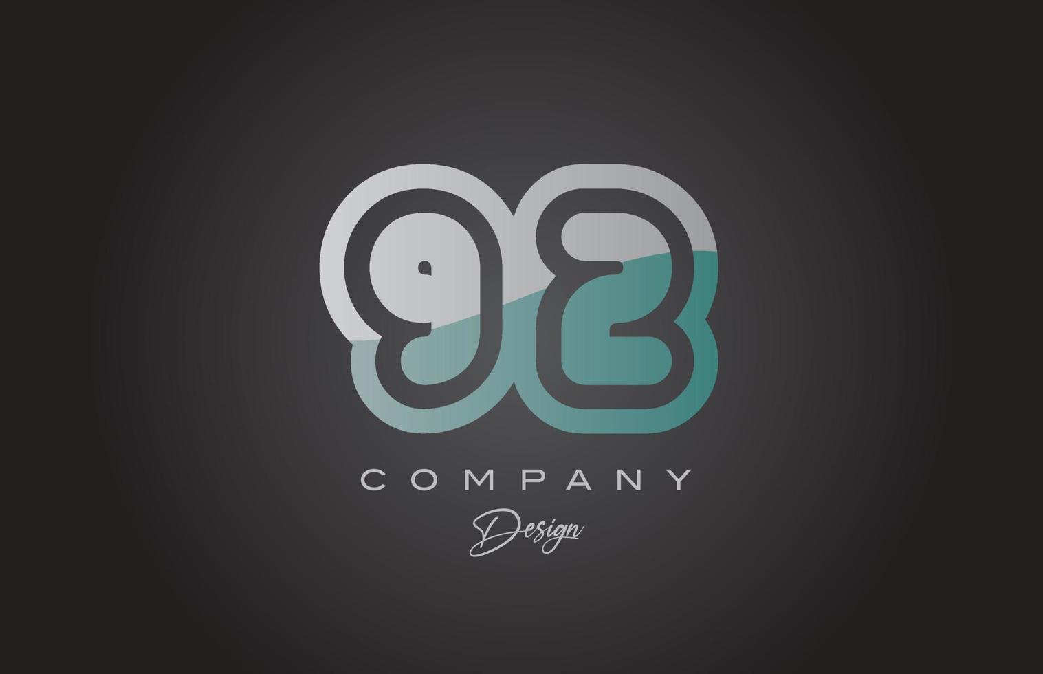 92 verde gris número logo icono diseño. creativo modelo para empresa y negocio vector
