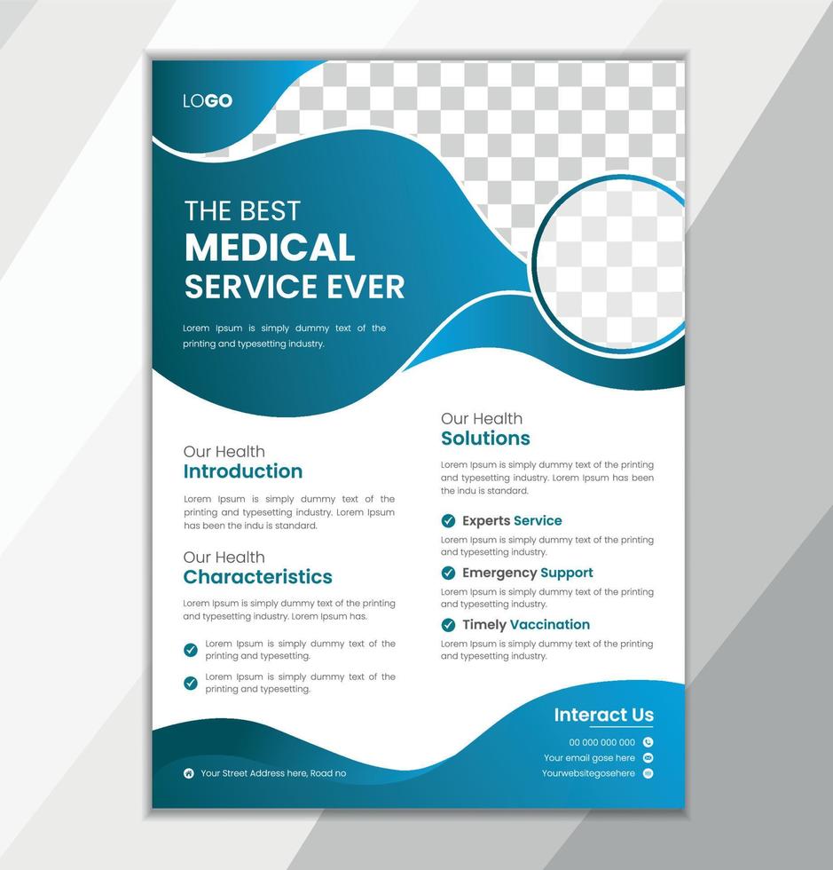 Medical flyer design template. vector