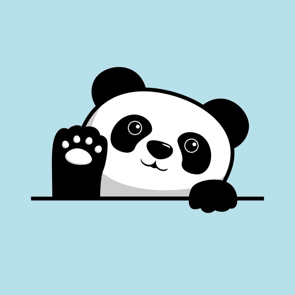 panda dibujos animados ondulación pata mano... vector