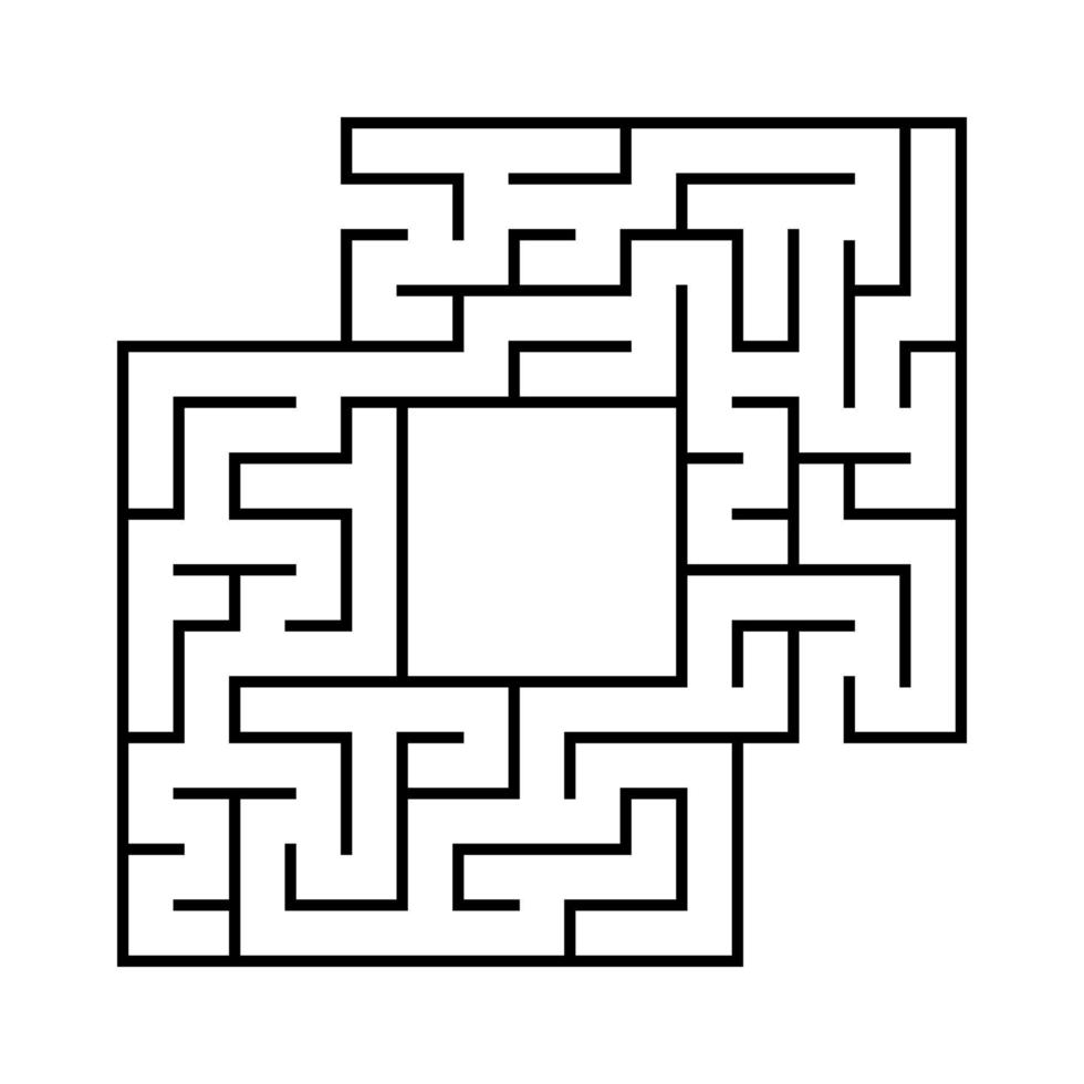 Square maze. Game for kids. Funny labyrinth. Education developing worksheet. Activity page. Puzzle for children. Riddle for preschool. Logical conundrum. Vector illustration.