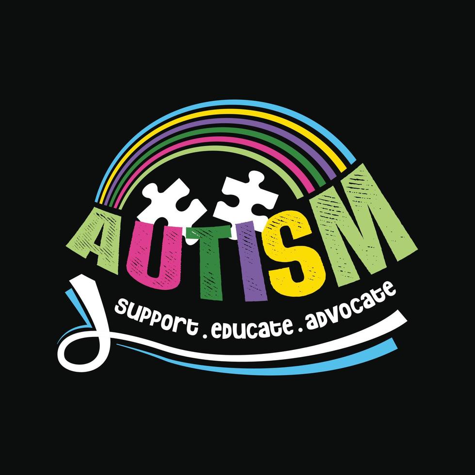 diseño de camiseta de autismo vector