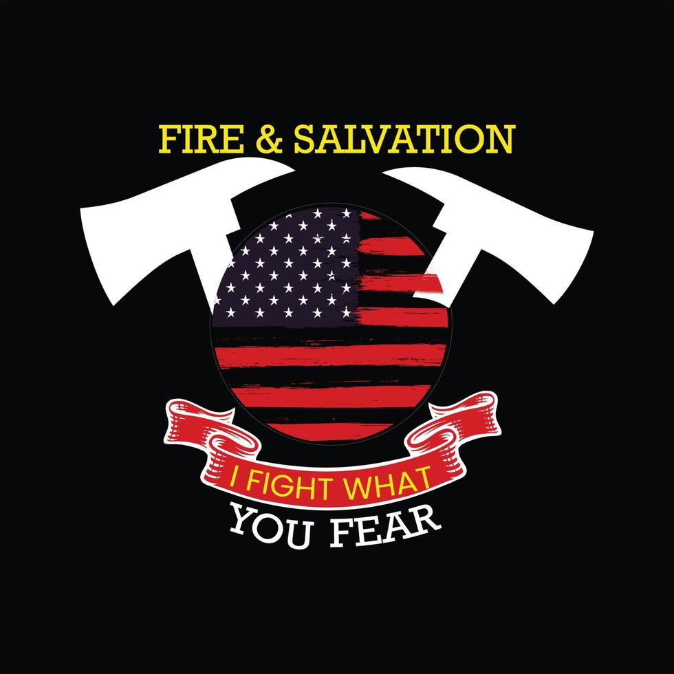 Firefighter T-shirt Design vector