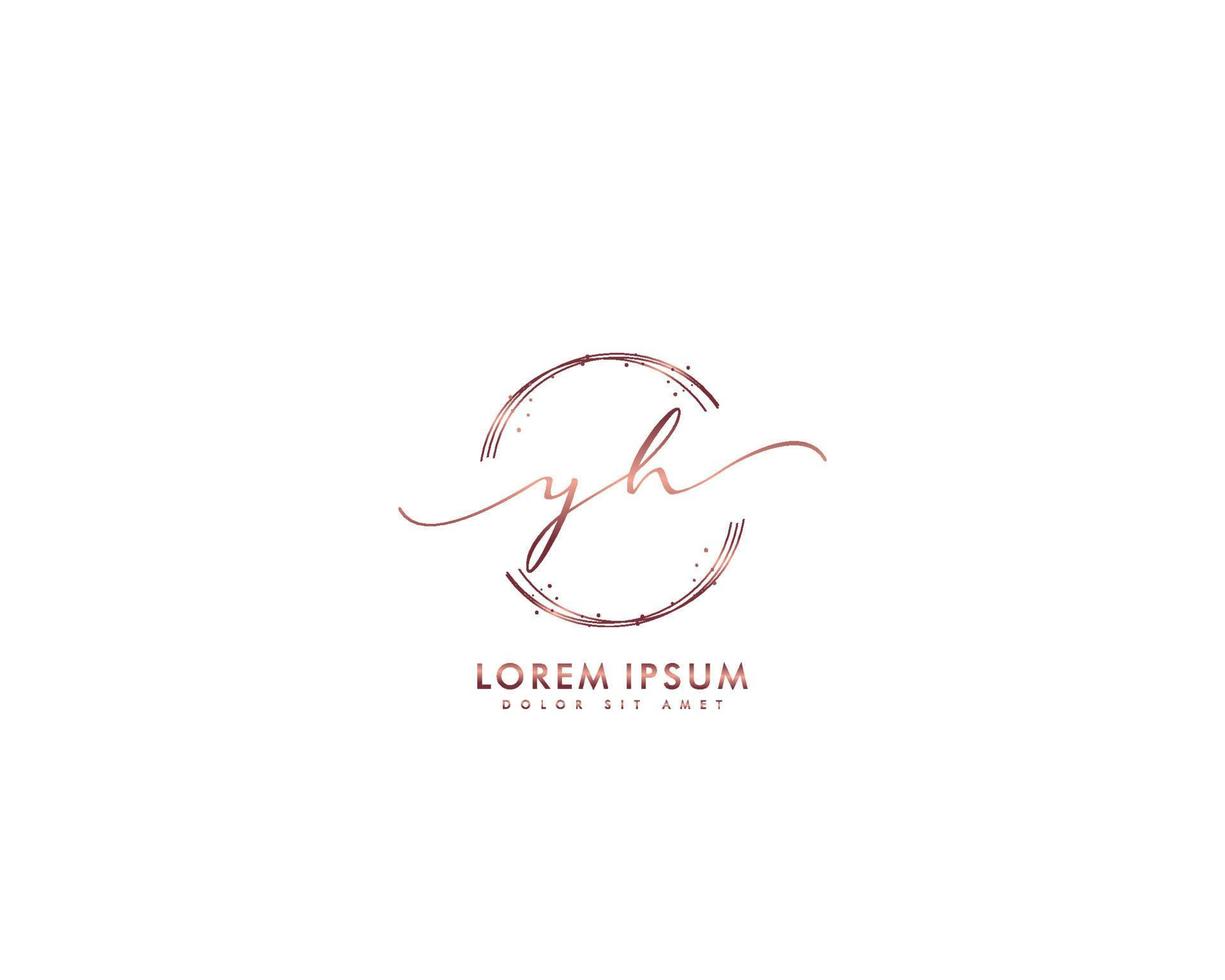 Initial letter YH Feminine logo beauty monogram and elegant logo design, handwriting logo of initial signature, wedding, fashion, floral and botanical with creative template vector