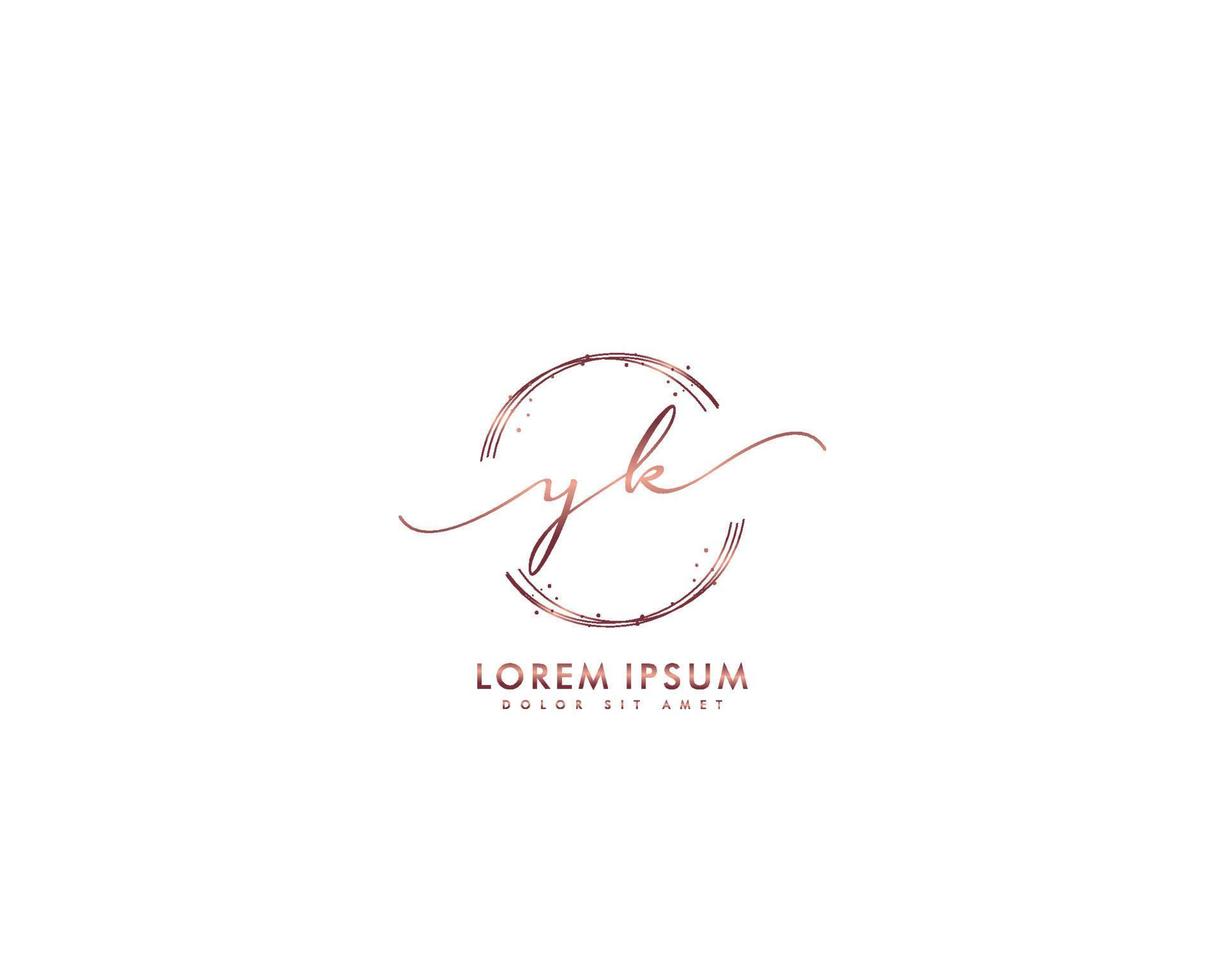 inicial letra yk femenino logo belleza monograma y elegante logo diseño, escritura logo de inicial firma, boda, moda, floral y botánico con creativo modelo vector