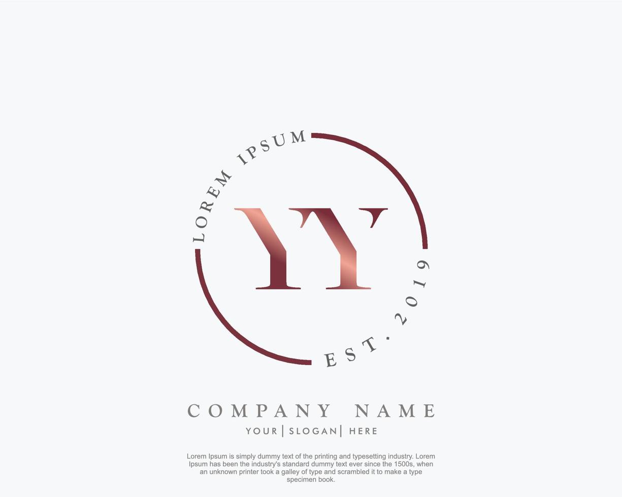 Initial letter YY Feminine logo beauty monogram and elegant logo design, handwriting logo of initial signature, wedding, fashion, floral and botanical with creative template vector