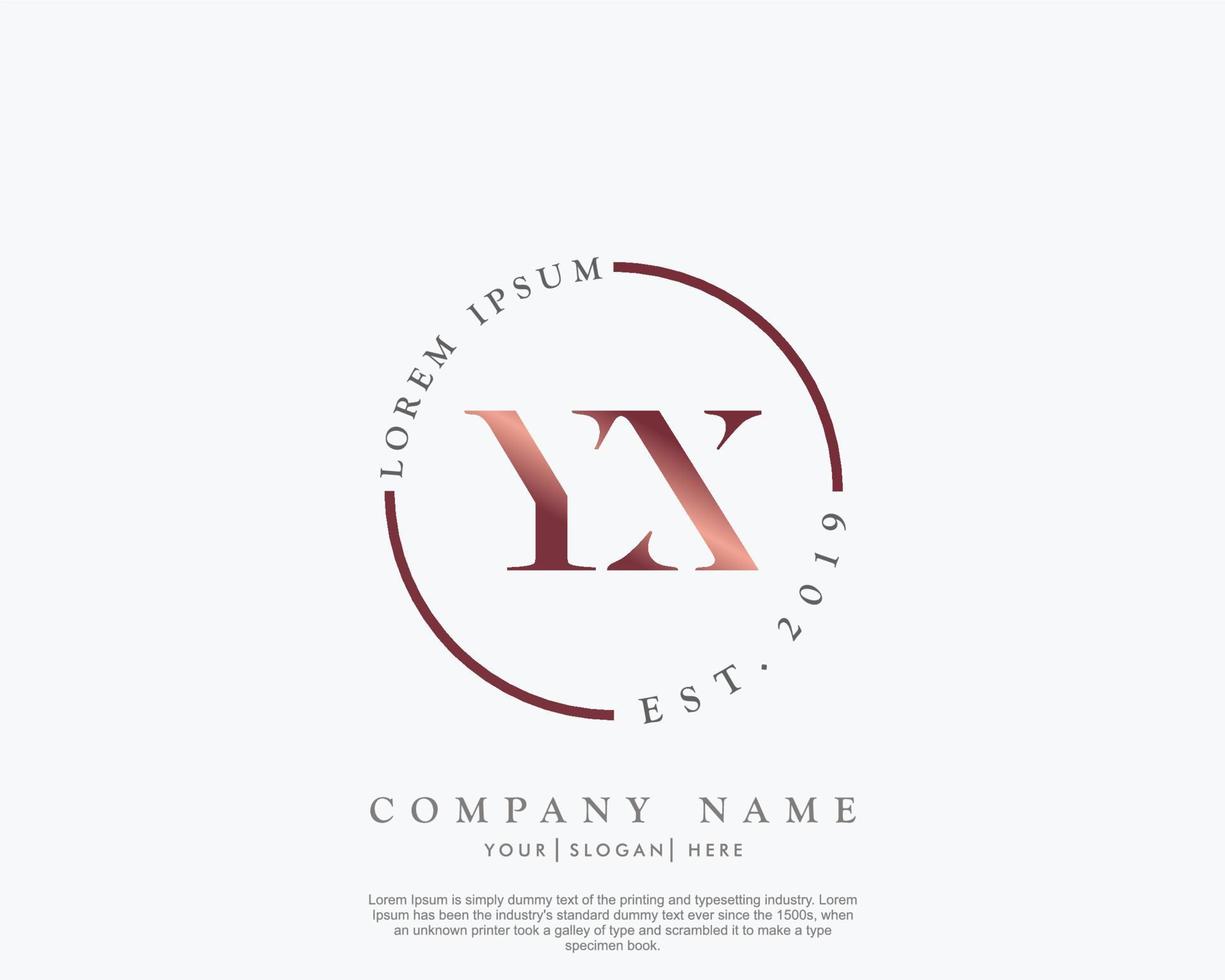 Initial letter YX Feminine logo beauty monogram and elegant logo design, handwriting logo of initial signature, wedding, fashion, floral and botanical with creative template vector