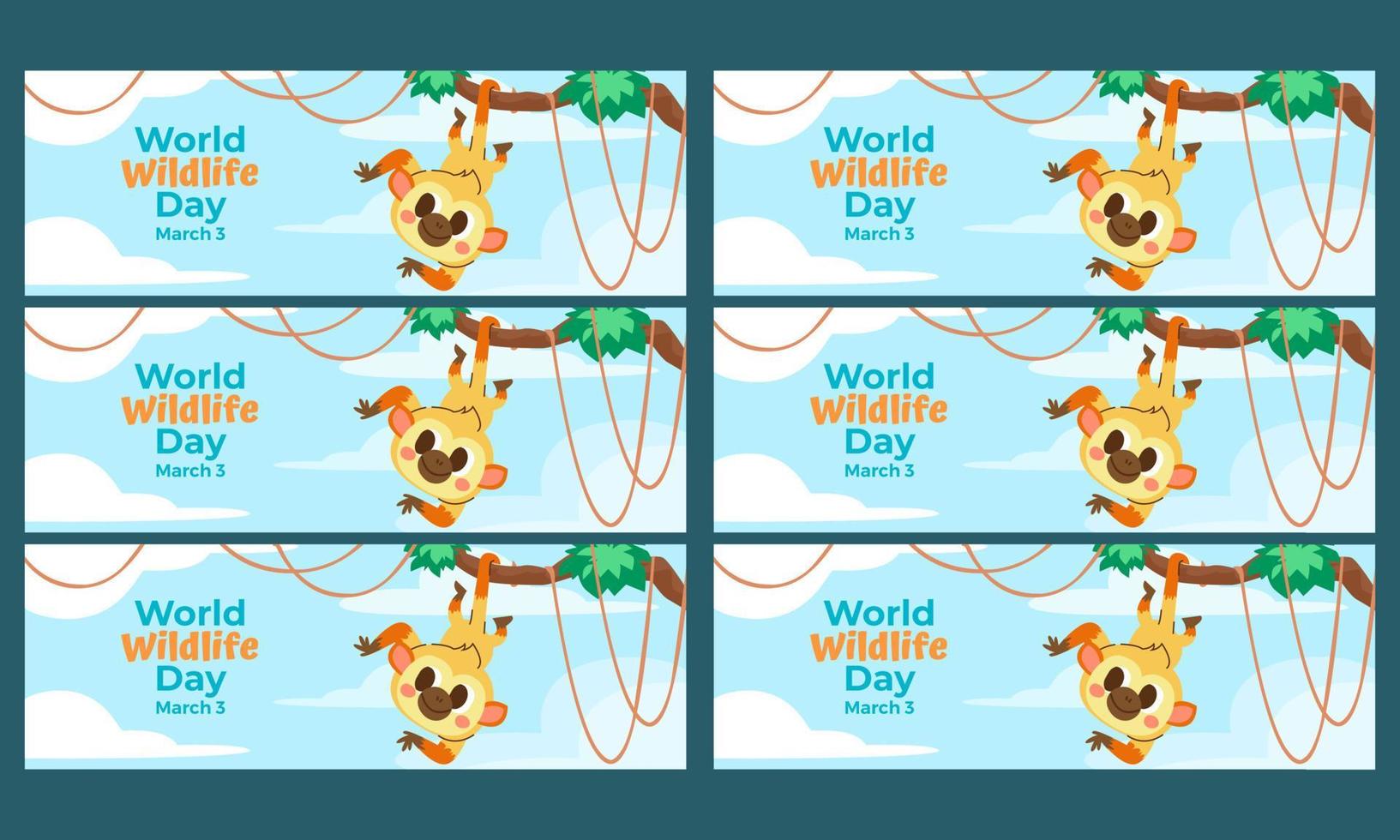 world wildlife day banner template set vector flat design