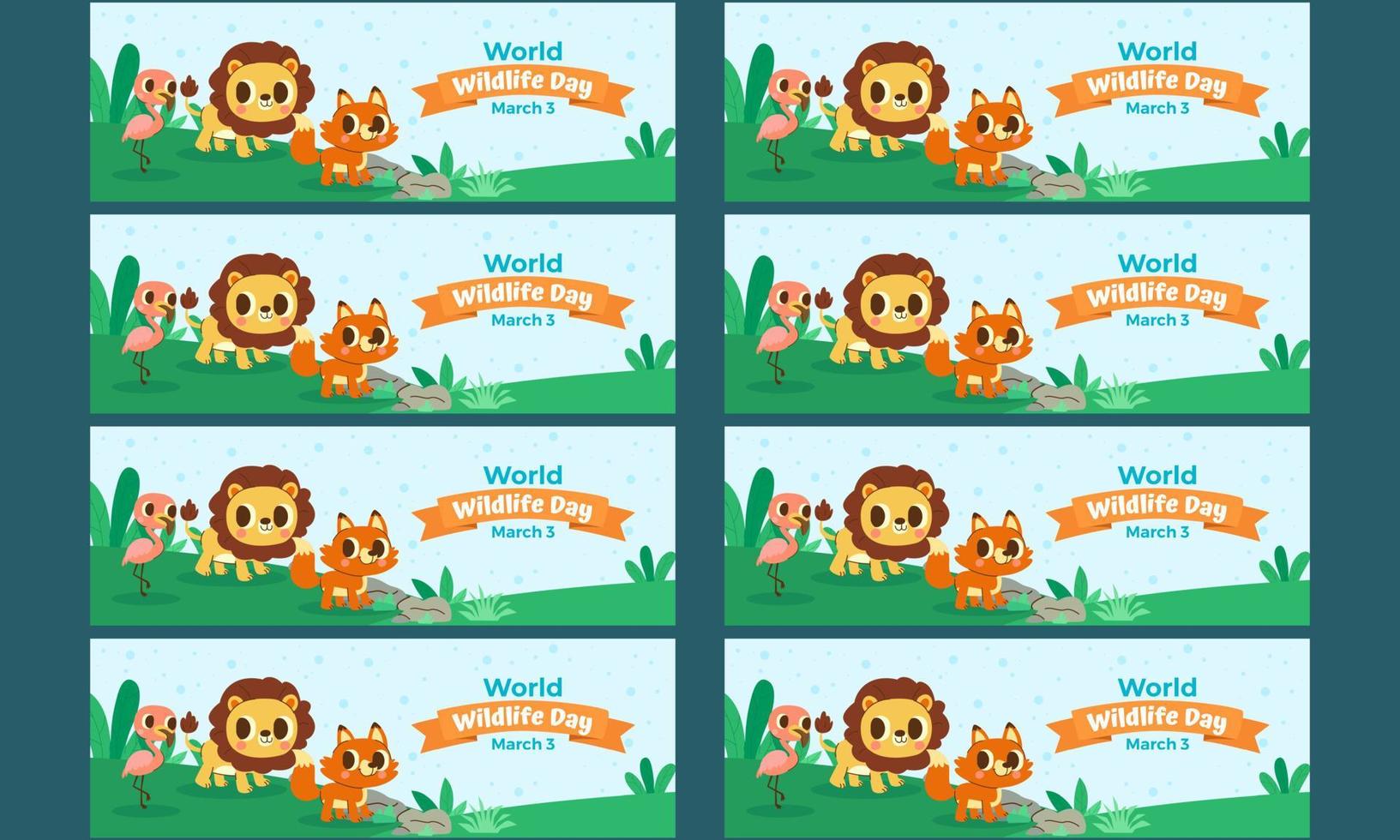 world wildlife day banner template set vector flat design