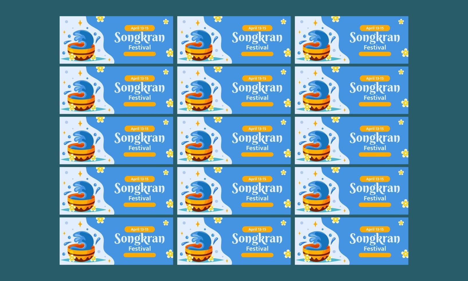 happy songkran festival banner set vector flat design