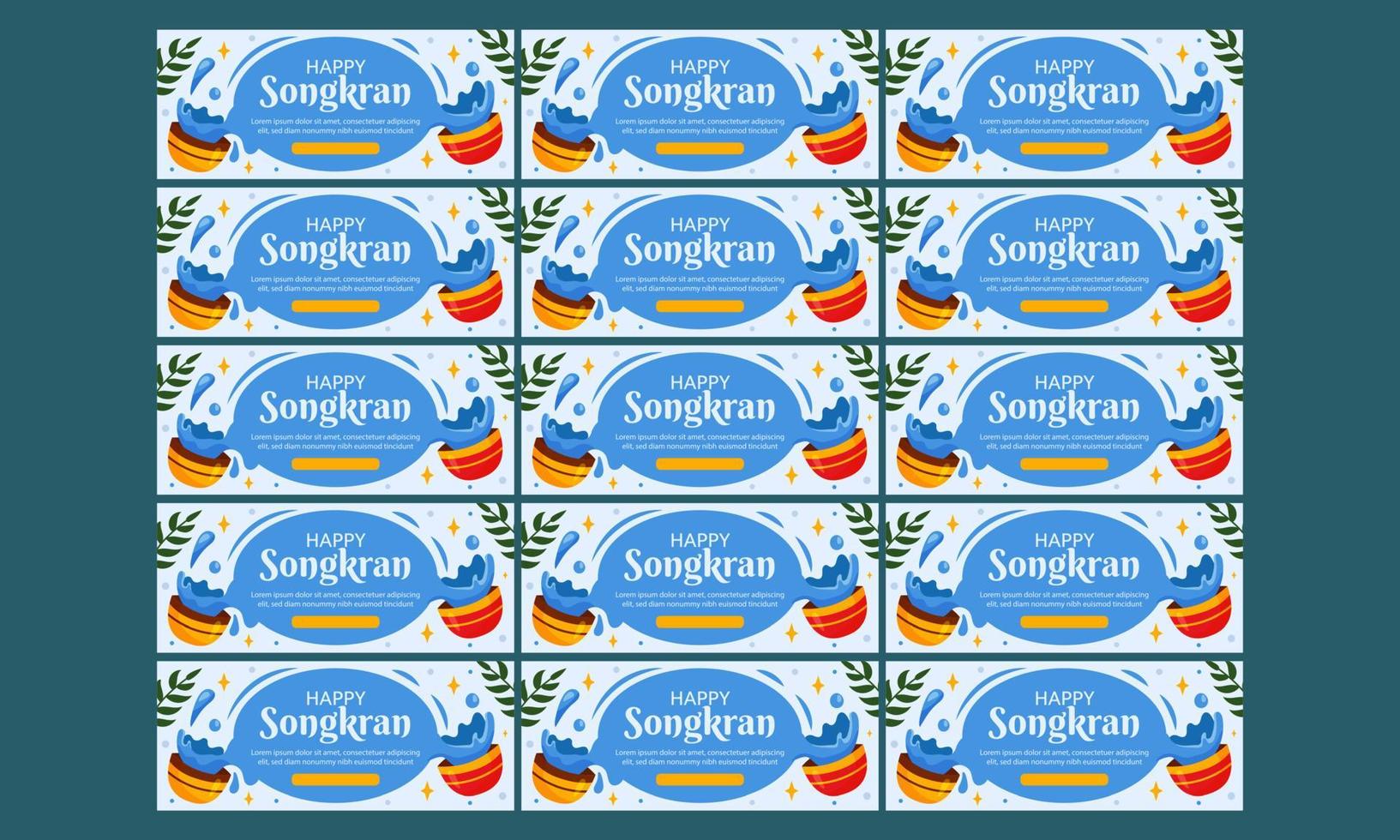 happy songkran festival banner set vector flat design