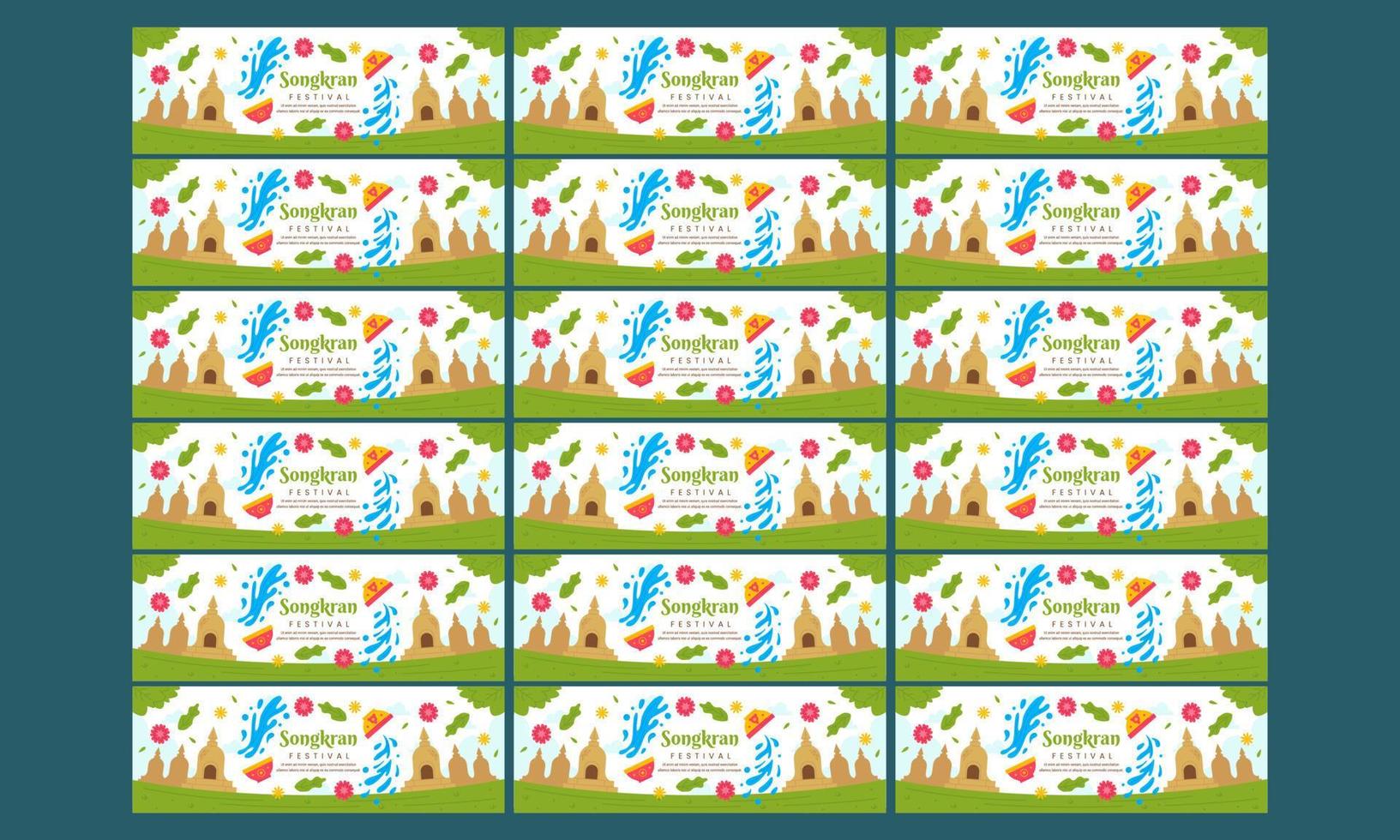 happy songkran festival banner set vector flat design