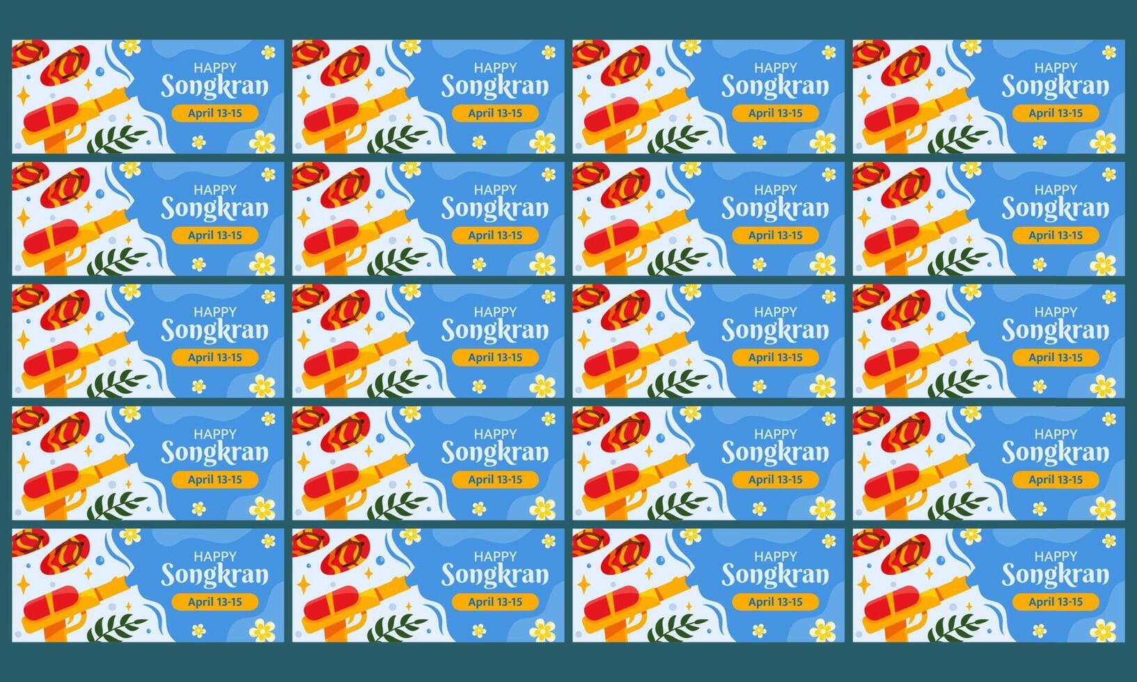 happy songkran festival banner set vector flat design