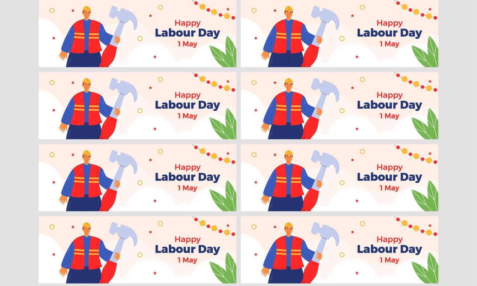 happy labour day banner template vector illustration flat design
