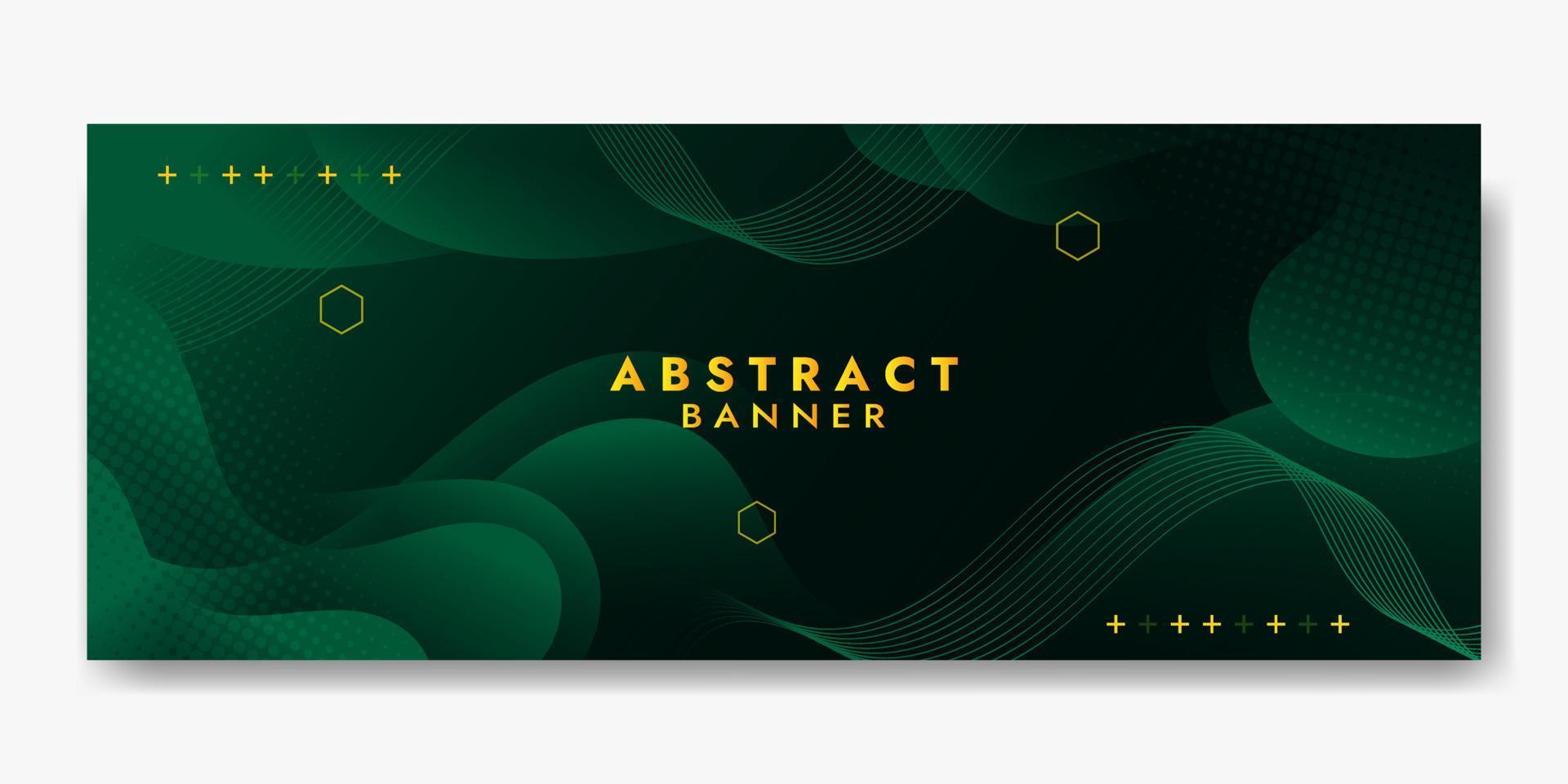 Abstract Gradient Dark and Green  Fluid Wave Banner Template vector