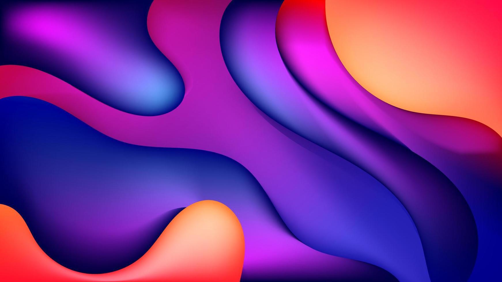 Abstract Colorful Gradient violet blue orange liquid Wave Background vector