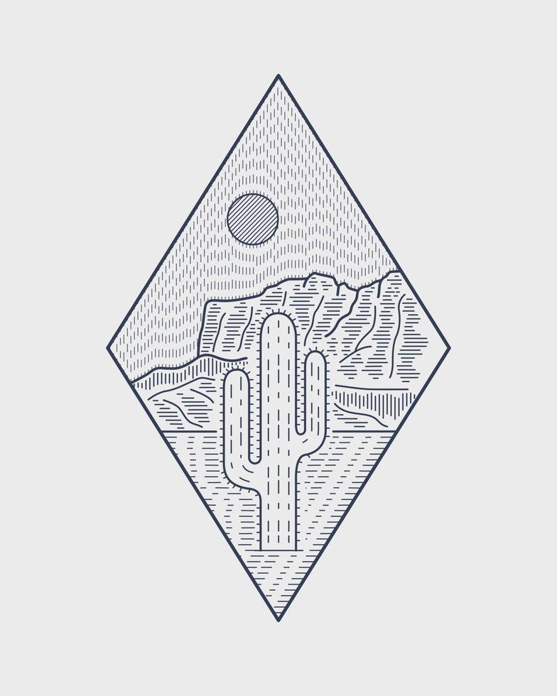 cactus Arizona salvaje Desierto vector para parche, alfiler, gráfico, Arte camiseta diseño