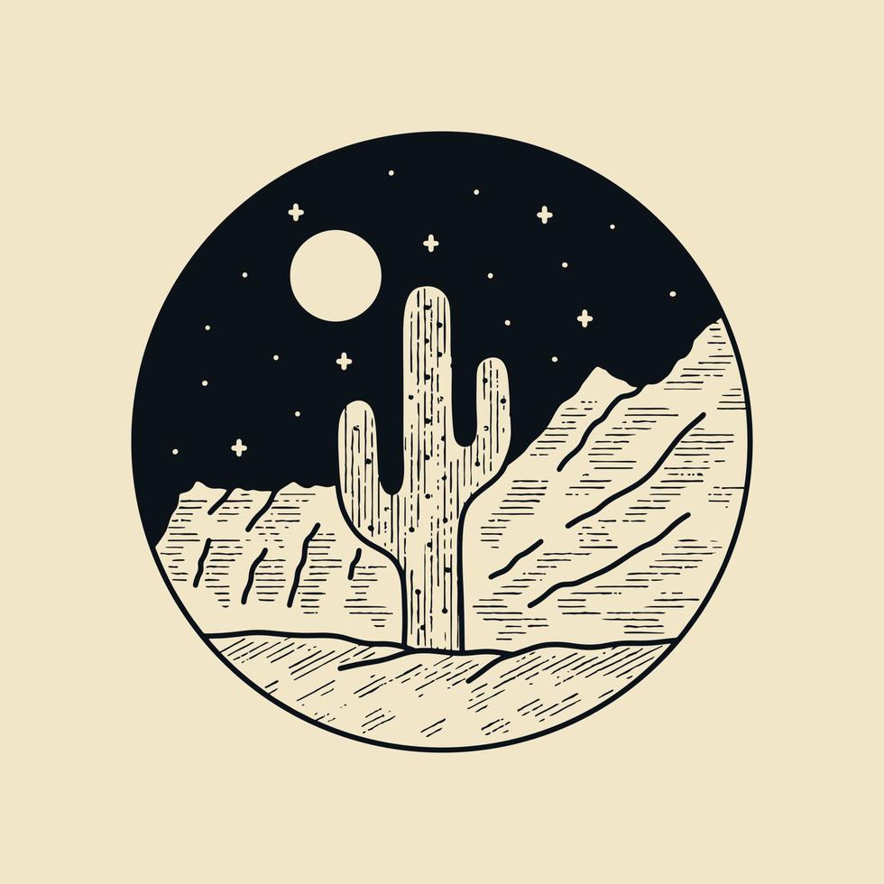 Arizona nature wild desert vintage mono line vector for patch, badge, graphic, art t-shirt design